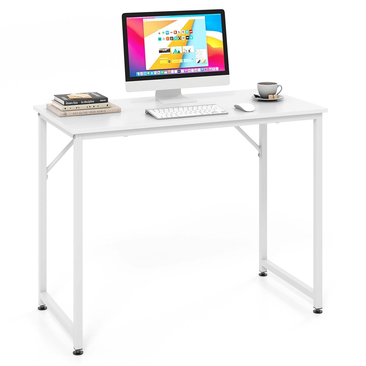 Costway CB10360WH Computer Desk Writing Workstation Study Laptop Table Home Office White