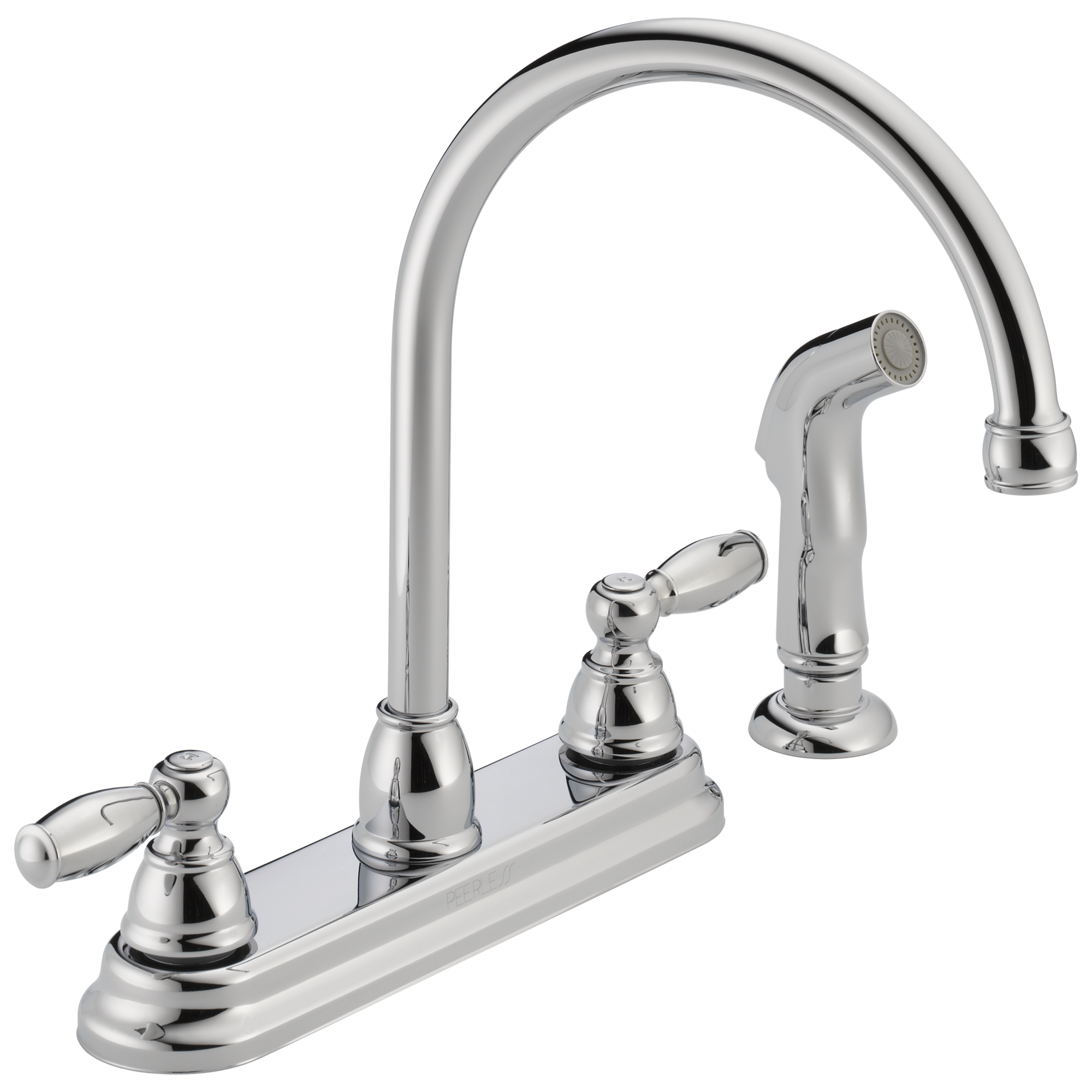 Peerless P299575LF Claymore Chrome Double Handle Deck-mount Kitchen Faucet ( Deck Plate Included ) ( Side Sprayer Included )