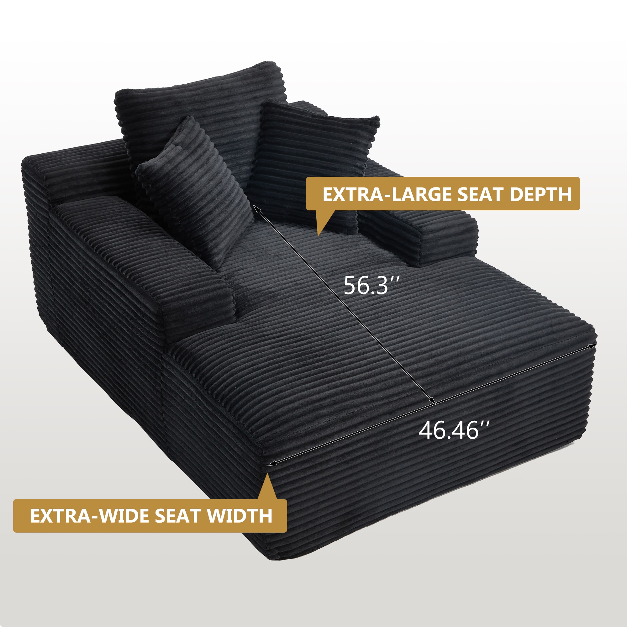 Hrinhom HC-D2041-BLACK Chaises-Settees - View #5