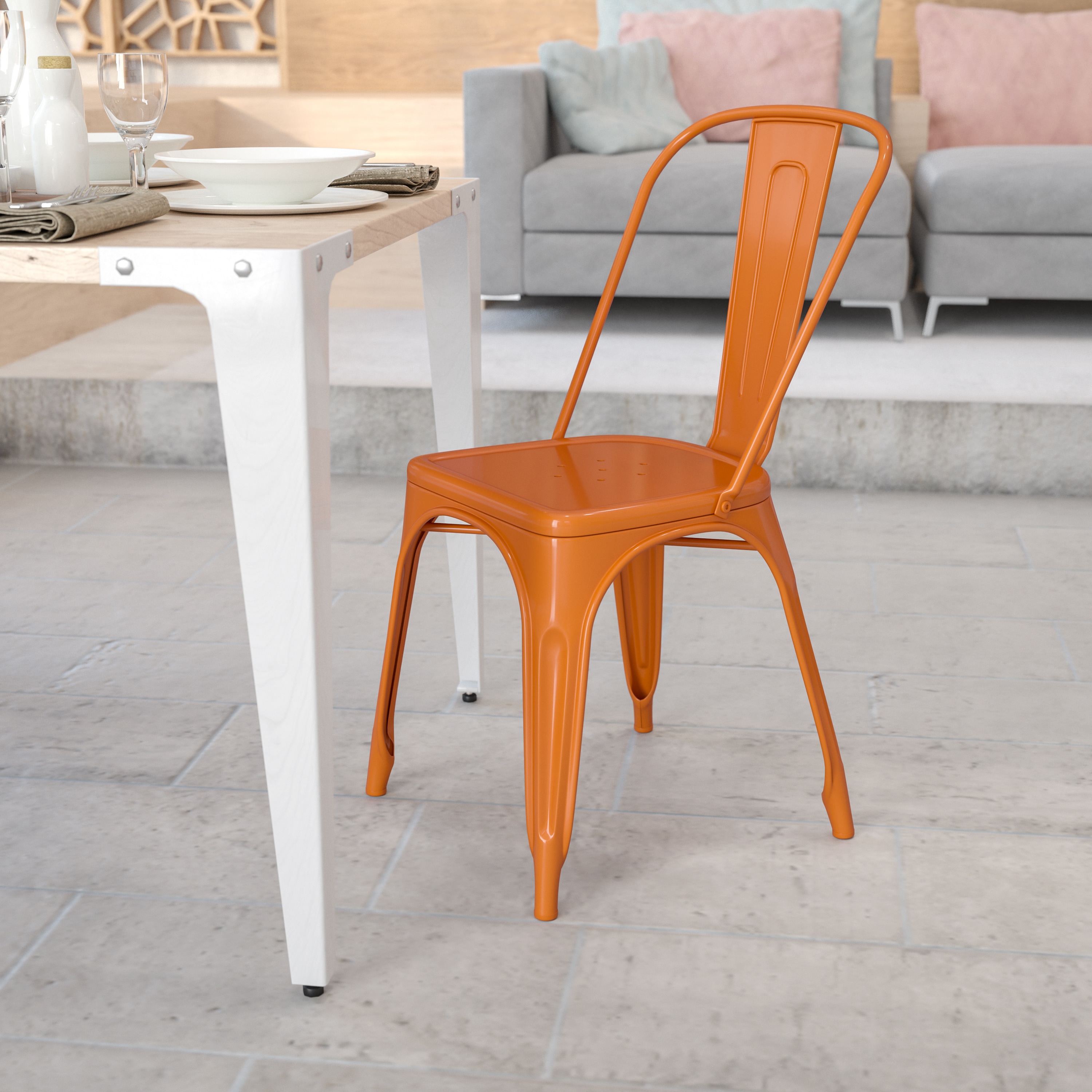 Flash Furniture 889142002734 Contemporary/Modern Dining Side Chair (Metal Frame)