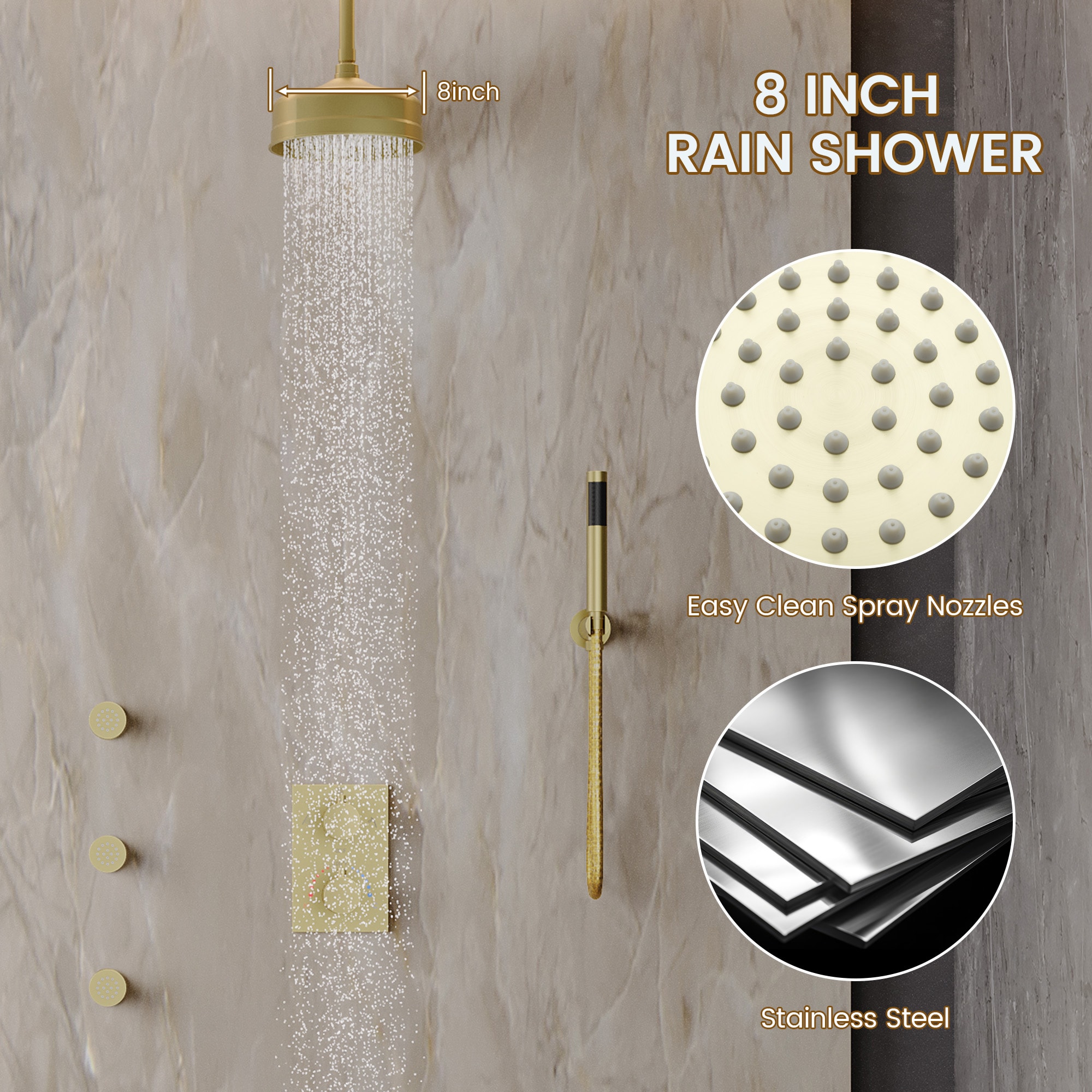 CASAINC CA-A4346-BG Showerhead-Bar-Panels - View #5