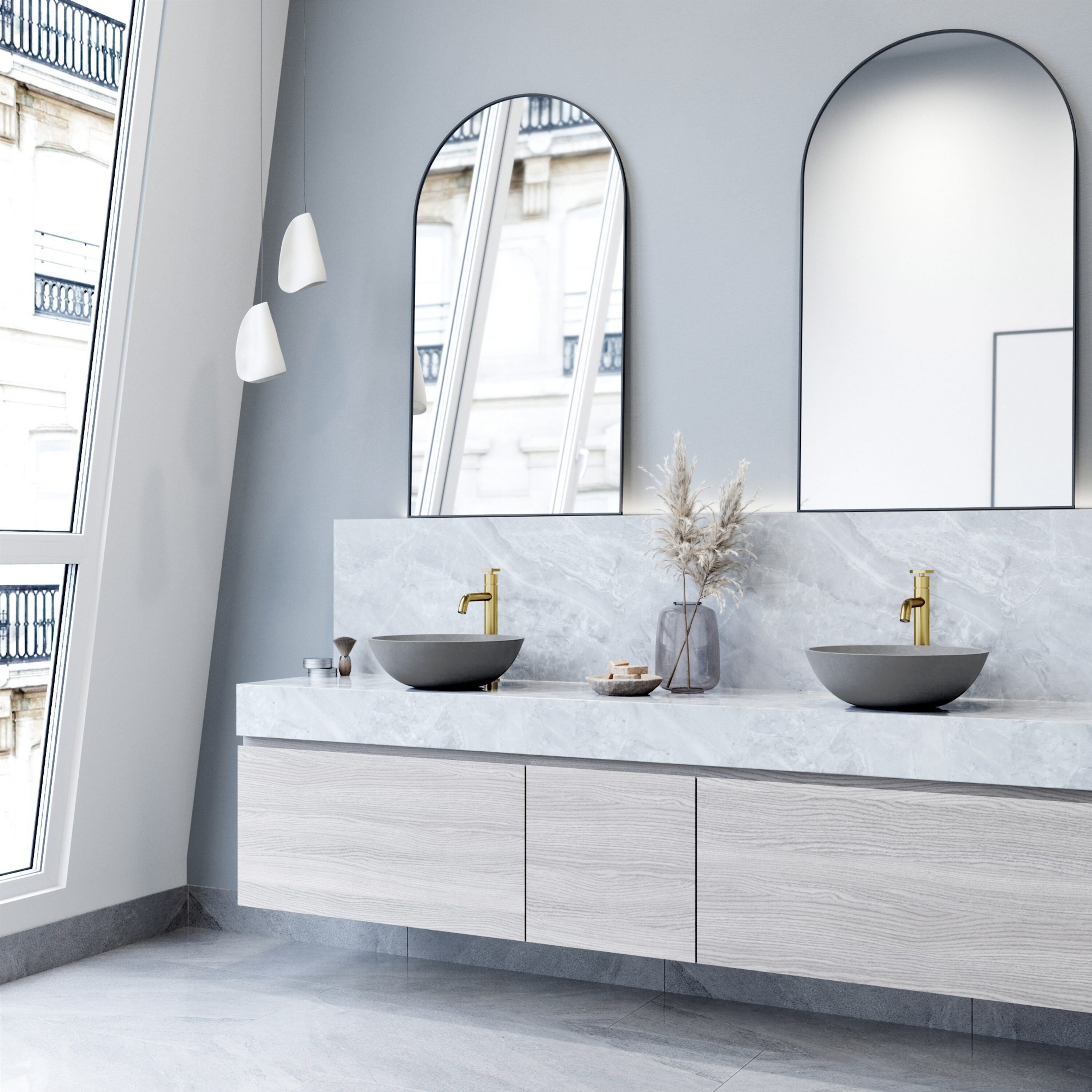 Ravenna Gothic 16" Gray Concrete Round Vessel Sink