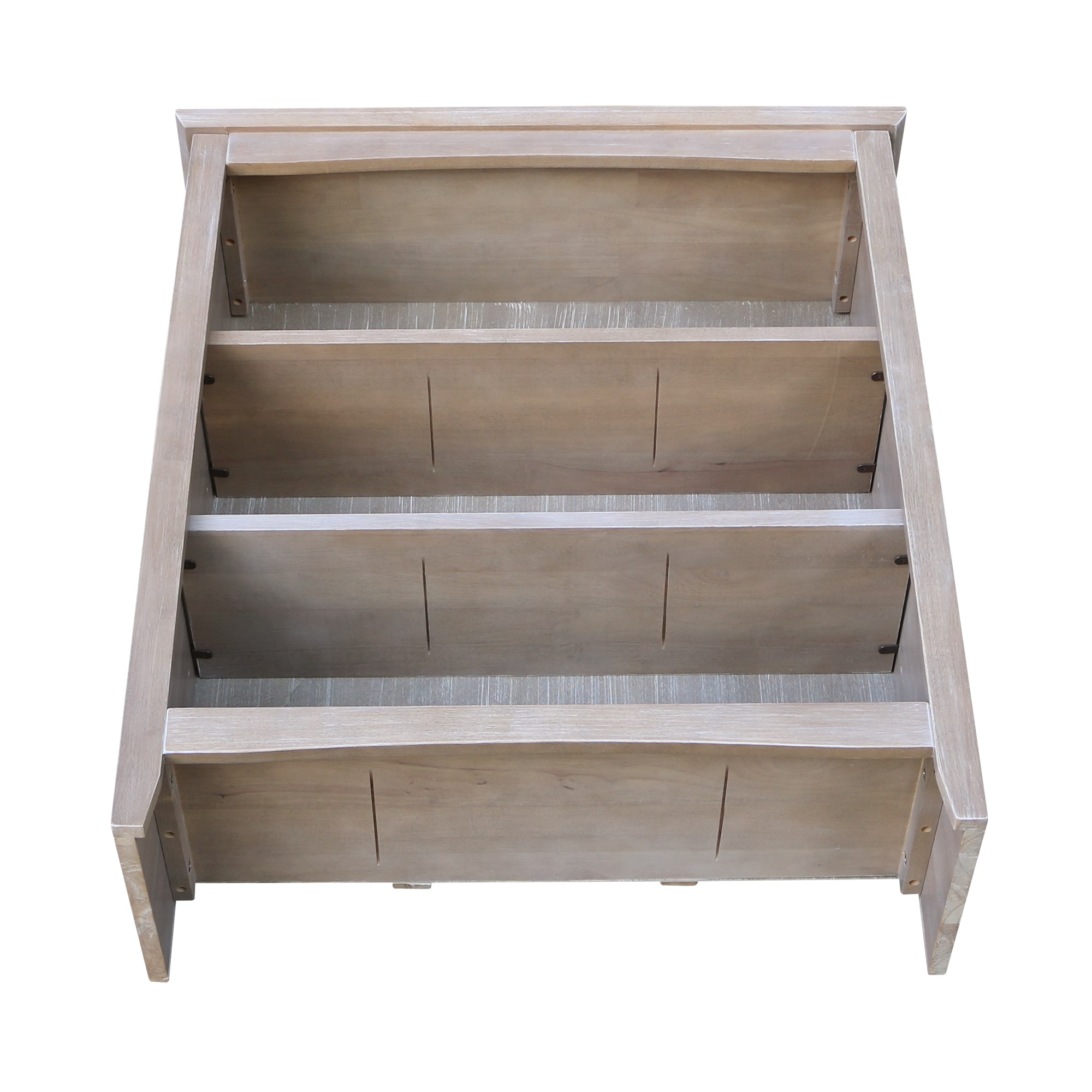 Transitional Solid Wood Adjustable 3-Shelf Bookcase in Washed Gray Taupe