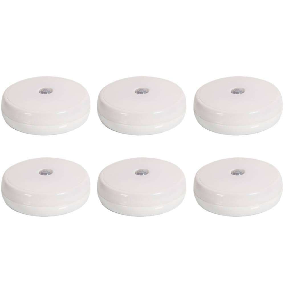 ecolight 6-Pack 3-in Battery RGBW Magnetic Tap LED Puck Light with
