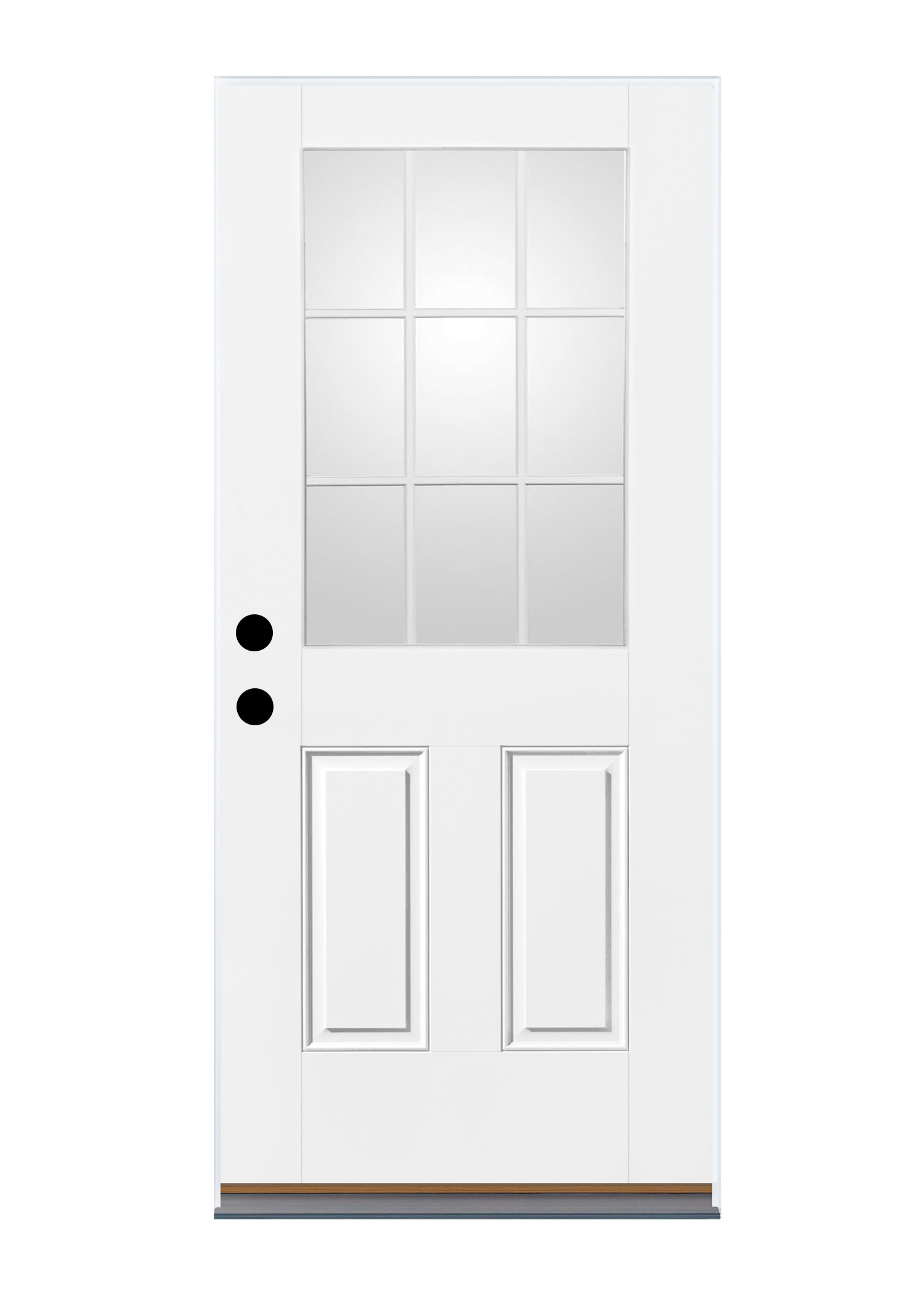 Therma-Tru Benchmark Doors 36-in x 80-in Fiberglass Half Lite Left-Hand Outswing Ready To Paint Prehung Single Front Door Insulating Core in White -  SSCD4E30LNOS