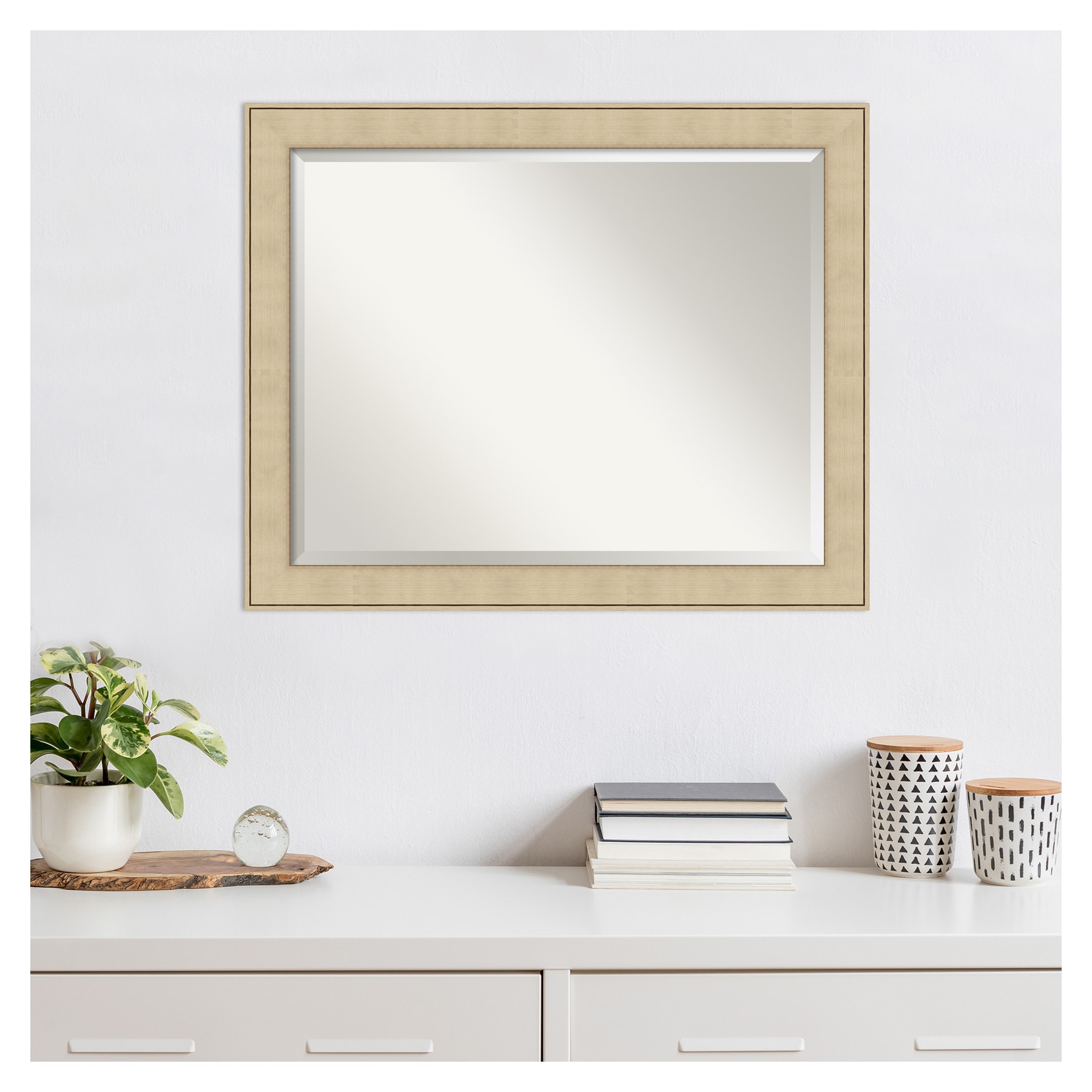Classic Honey Silver Rectangular Wall Mirror with Polystyrene Frame