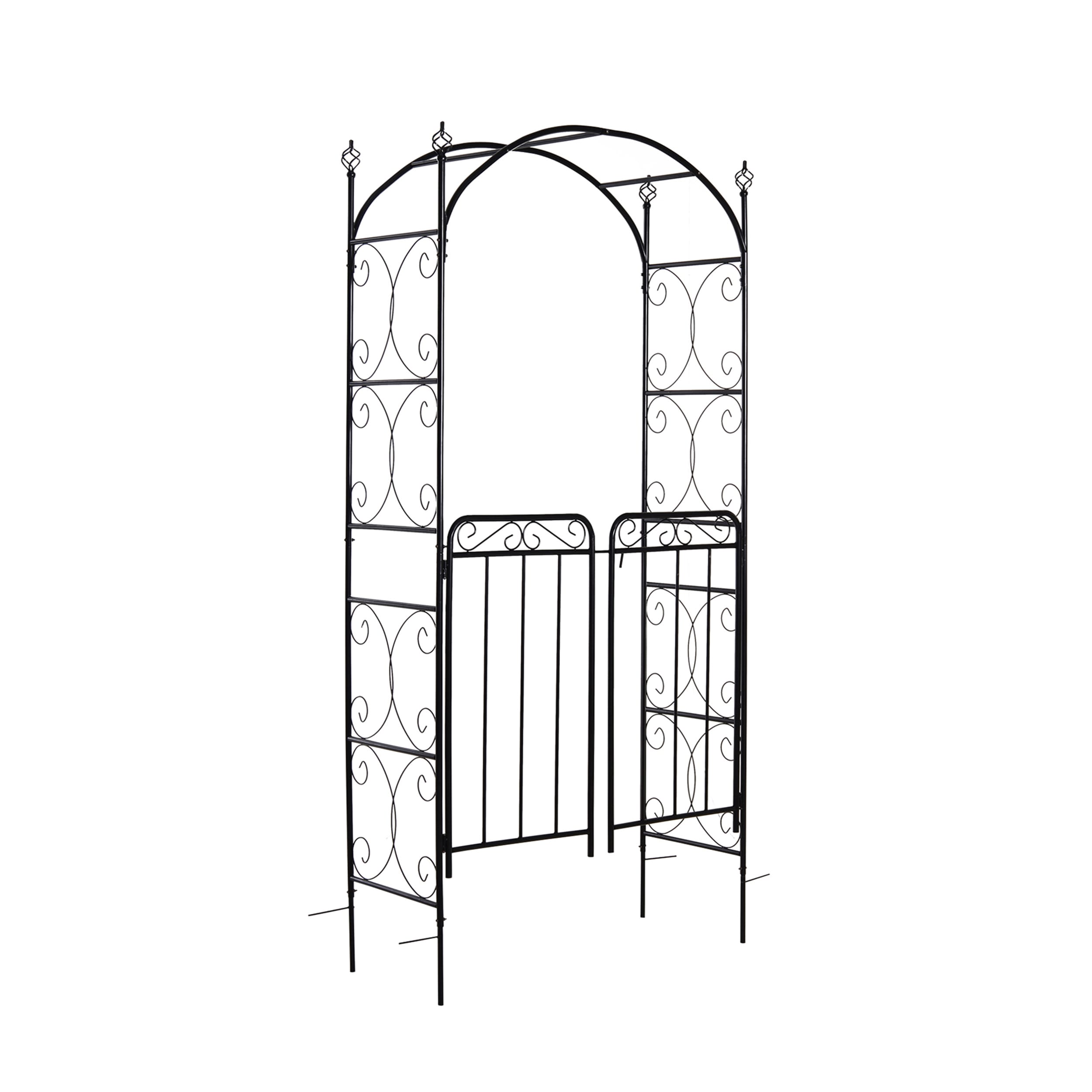 AHIOU HOME ZAAHG-P174402GA Downey 3-ft W x 7-ft H Arched Black Steel Garden Arbor