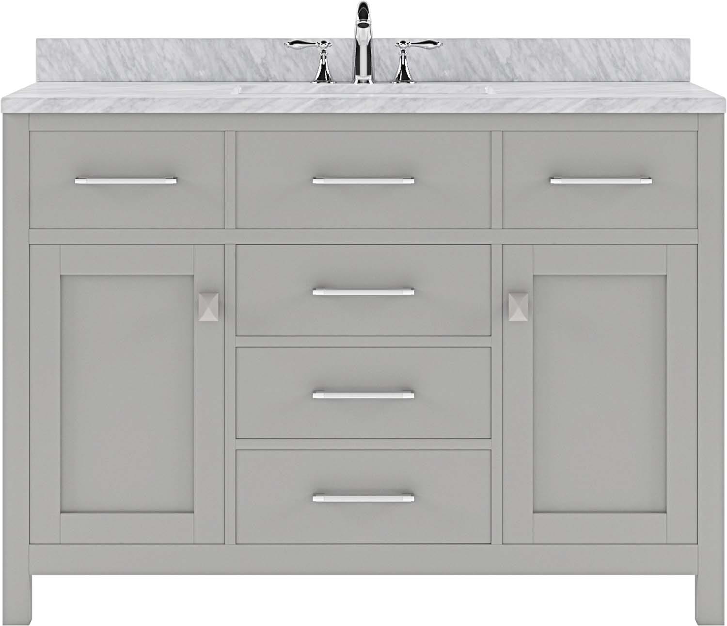 Virtu USA MS-2048-WMRO-GR-NM Caroline 48-in Gray Undermount Single Sink Bathroom Vanity with Italian Carrara White Marble Top