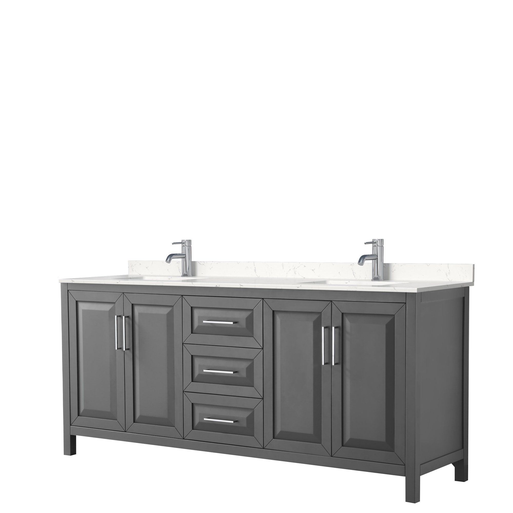 Wyndham Collection WCV252580DKGC2UNSMXX Daria 80-in Dark Gray with Polished Chrome Trim Undermount Double Sink Bathroom Vanity with Carrara Cultured Marble Cultured Marble Top