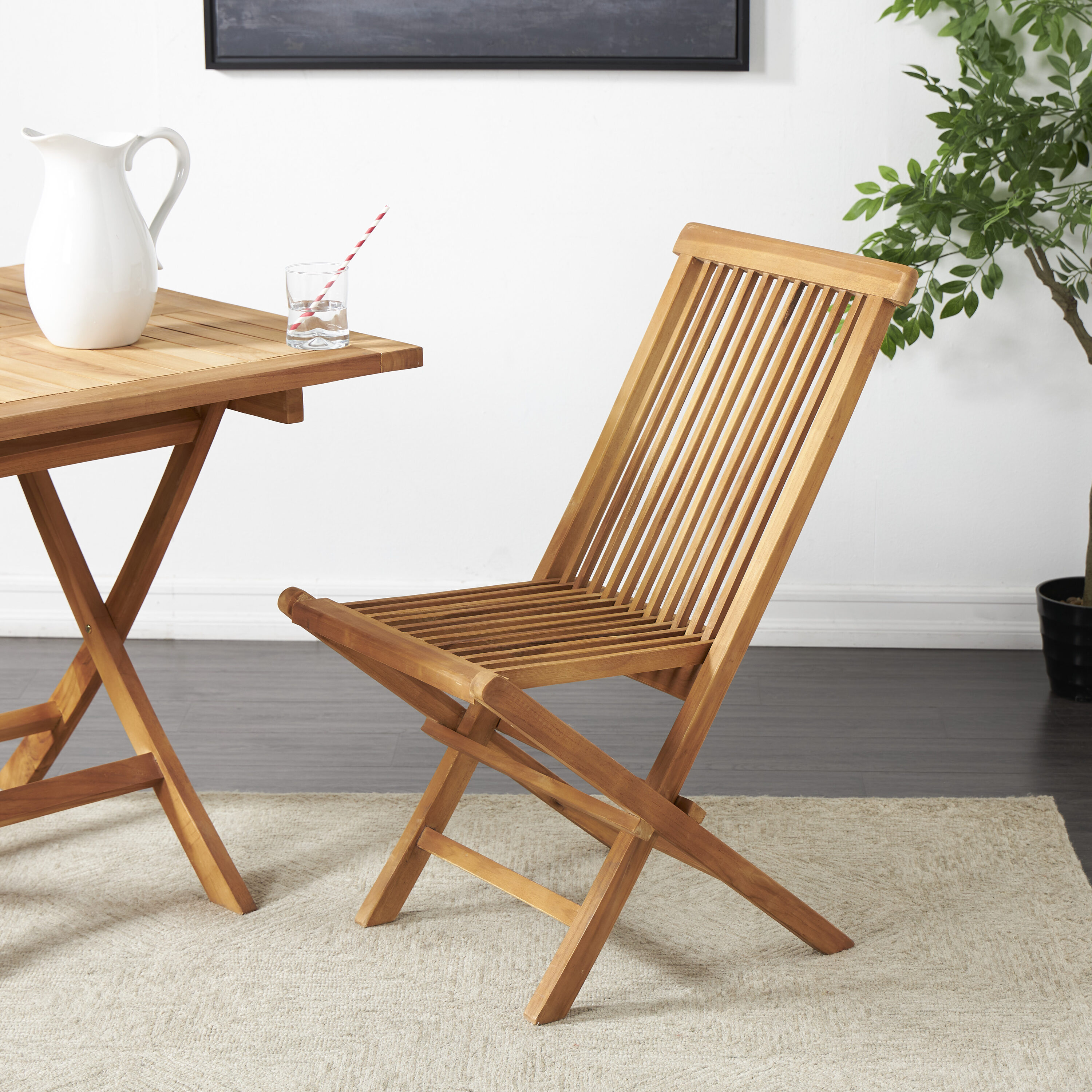 Grayson Lane 820929 Set of 2 Brown Wood Frame Stationary Dining Chair with Solid Seat