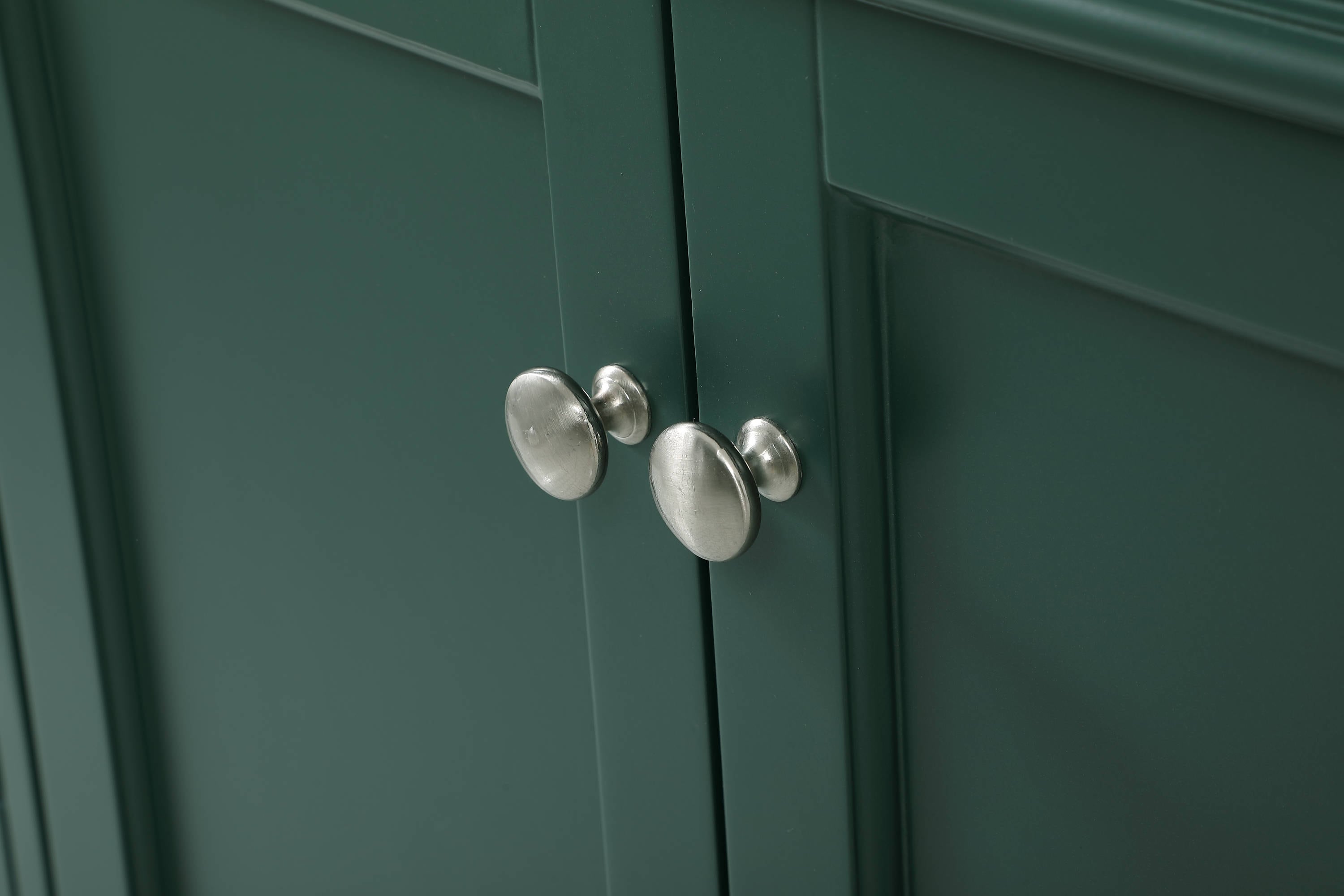 Green Solid Wood and Marble Single Bathroom Vanity