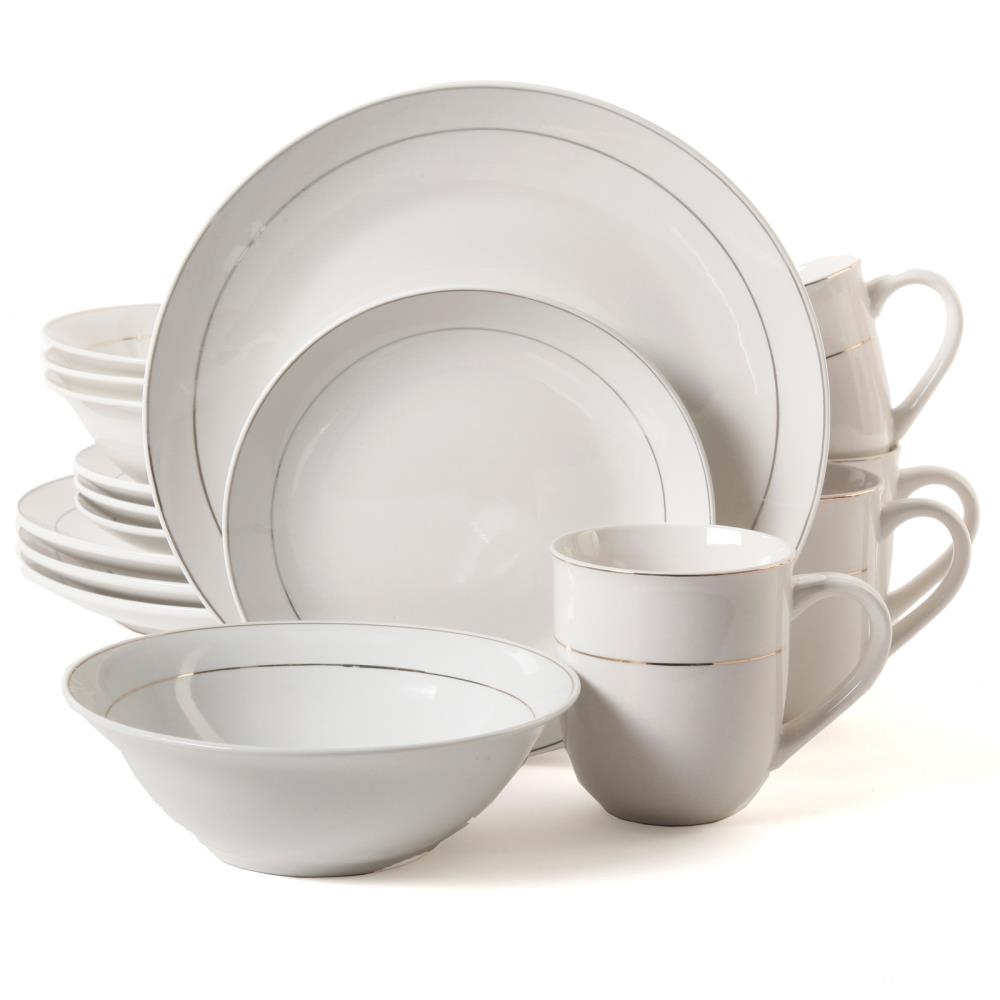 Gibson Home 16-Piece White Porcelain Dinnerware at Lowes.com