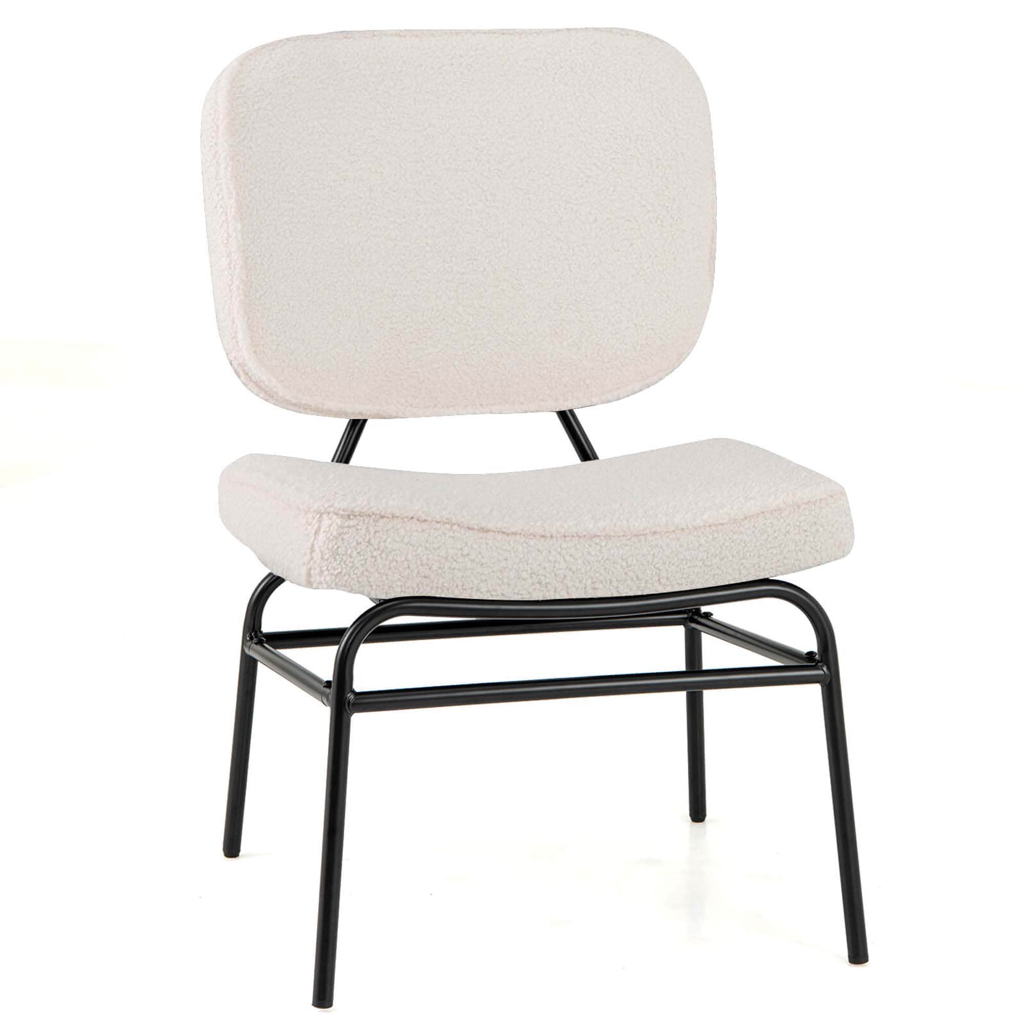 Costway HCST03342 Modern White Shearling Accent Chair