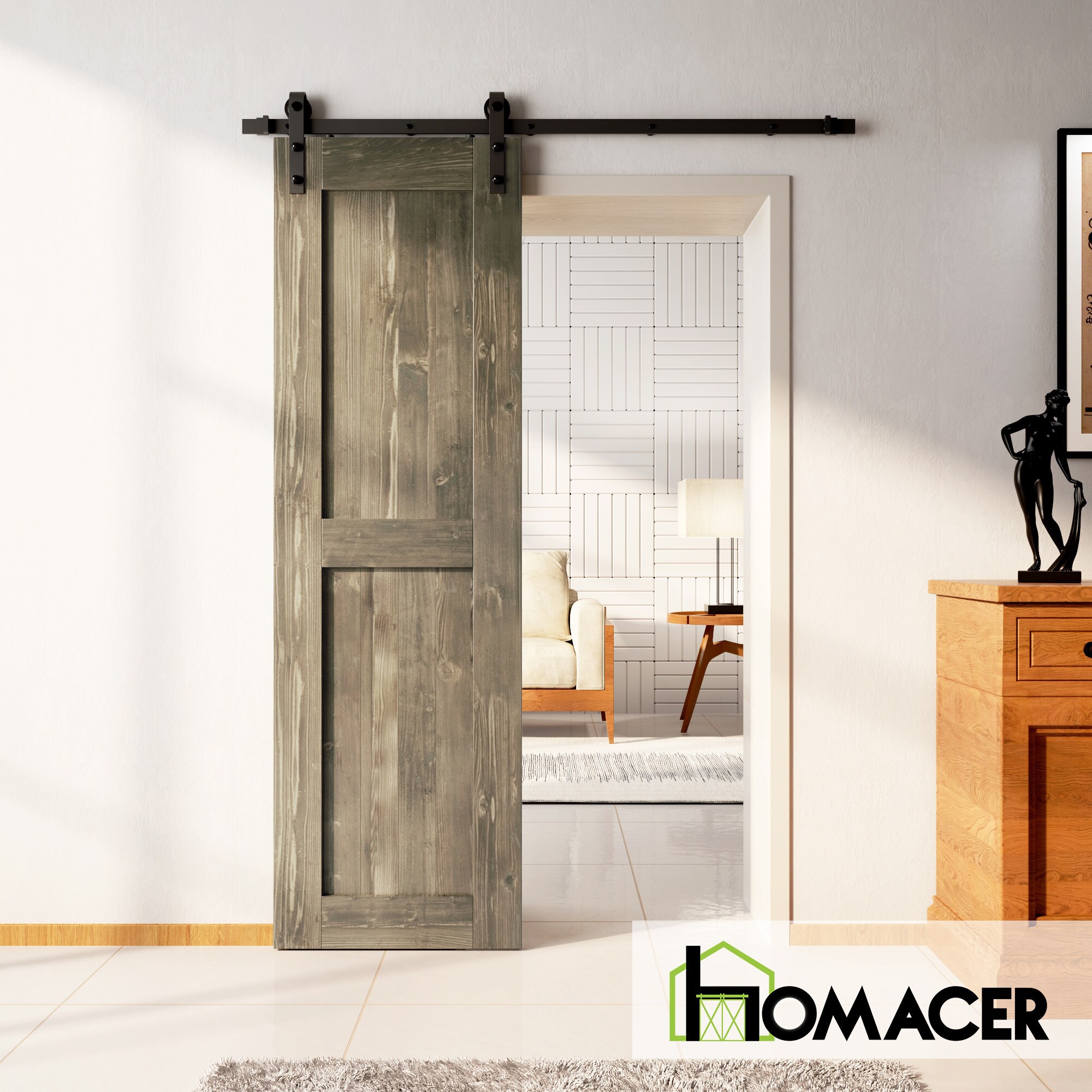 HOMACER 2684-H-GRAY Barn-Doors - View #2