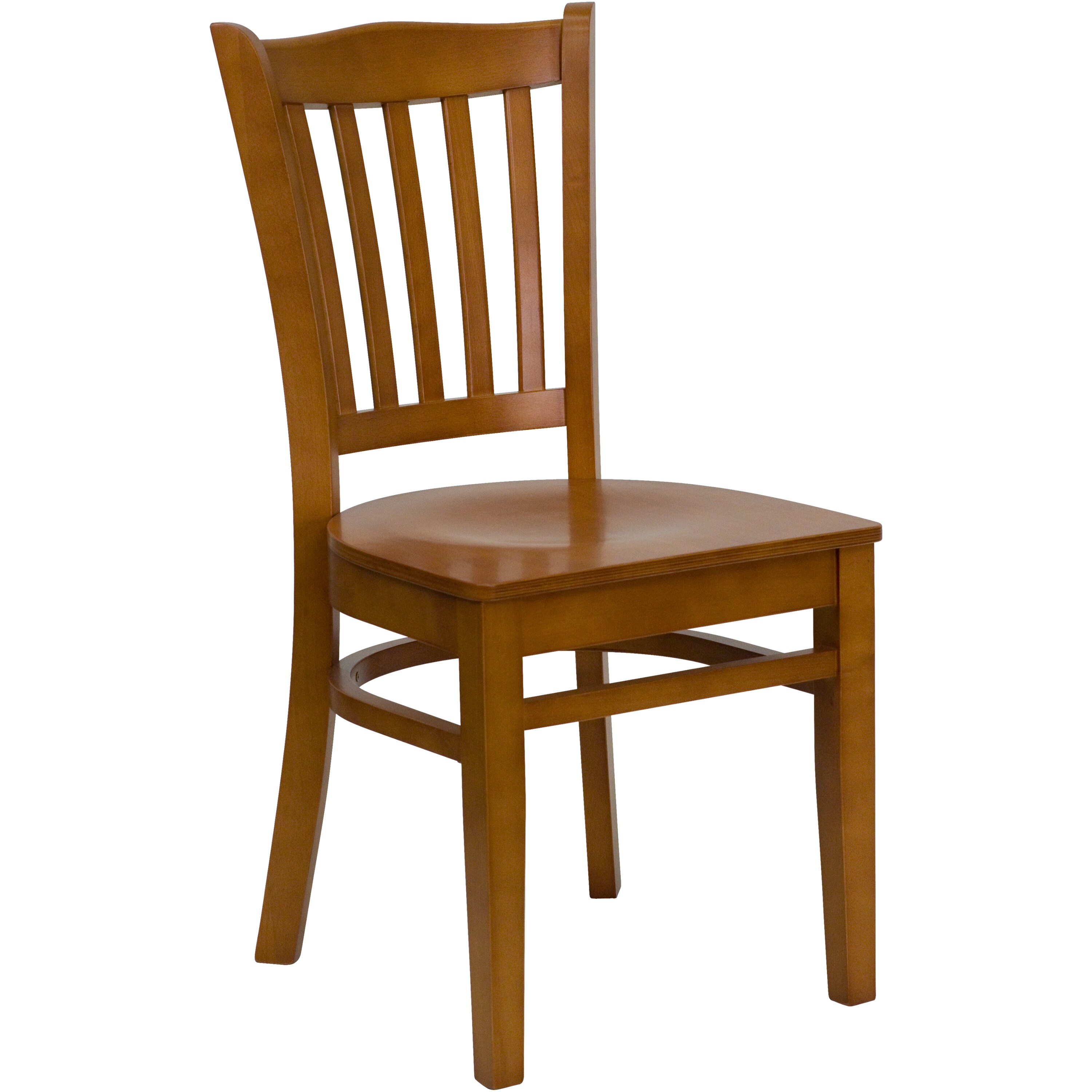 Benzara Wooden Slat Back Chair with Straight Feet, Set of 2, Honey Brown