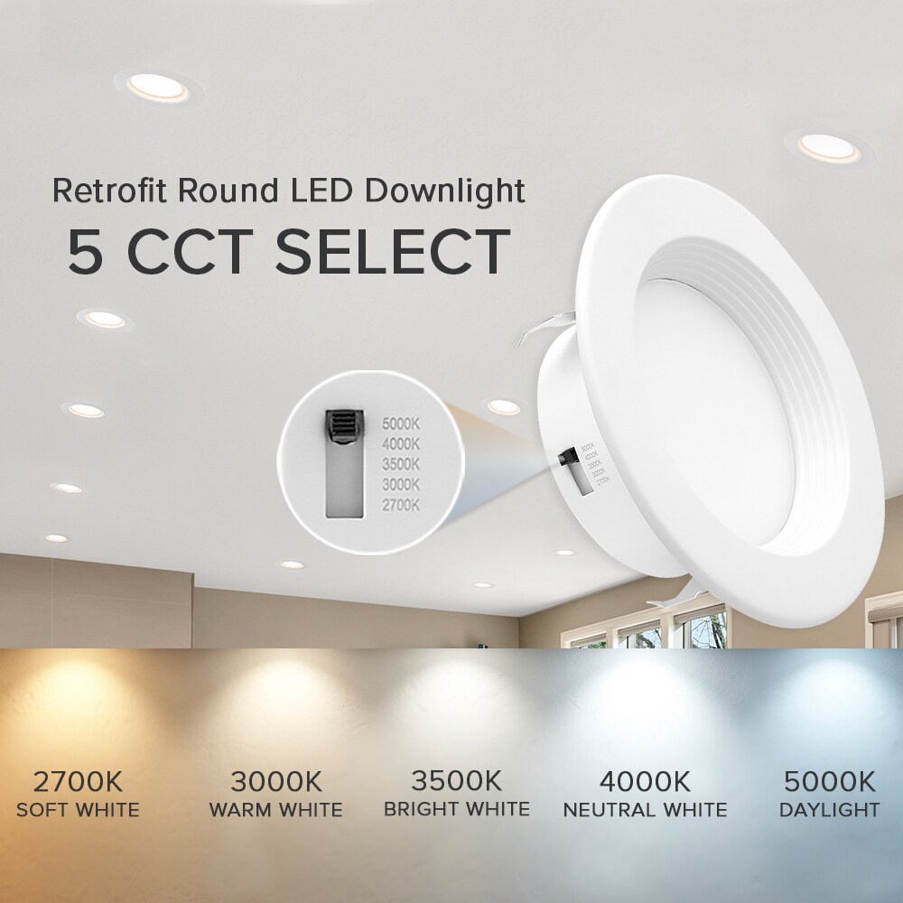 4-Inch White Aluminum LED Retrofit Recessed Downlight, 12-Pack