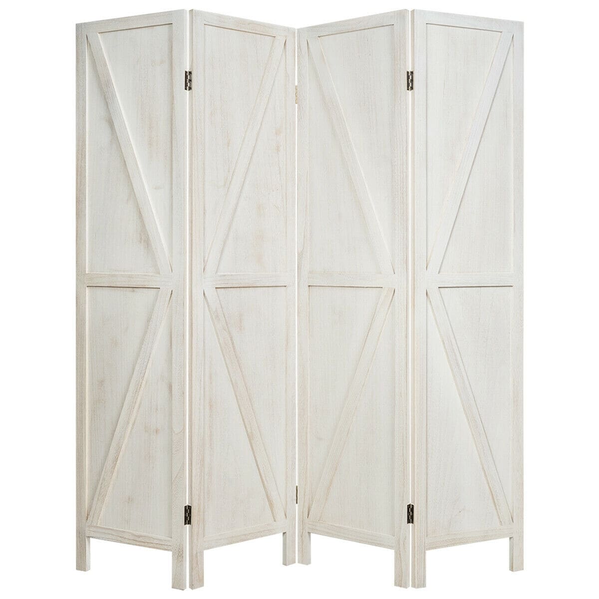 CASAINC WF-HYSN-65236WH 4-Panel Natural Wood Folding Contemporary/Modern Style Room Divider