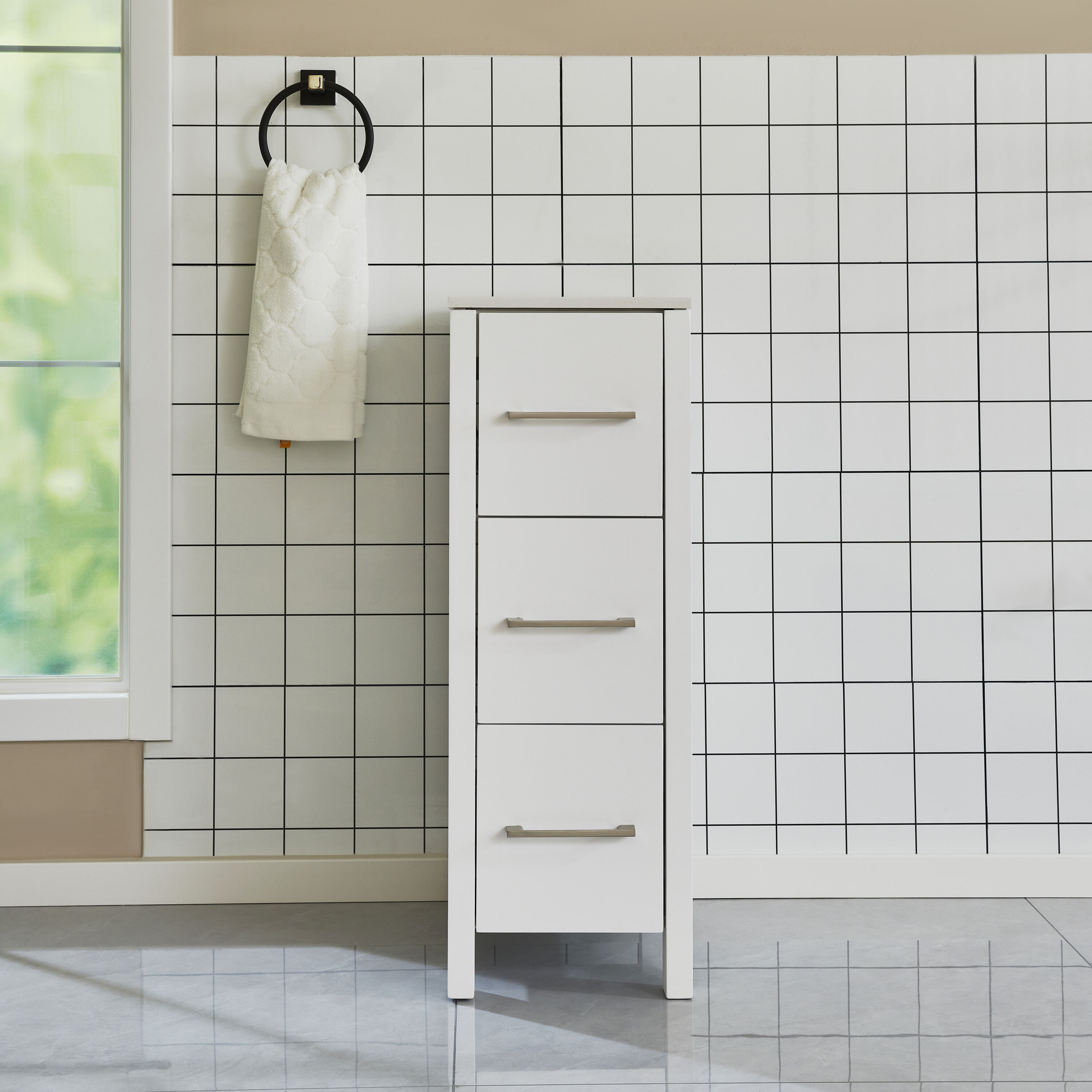 Vanity Art VA3012-W Brescia 12-in White Bathroom Vanity with White Ceramic Top