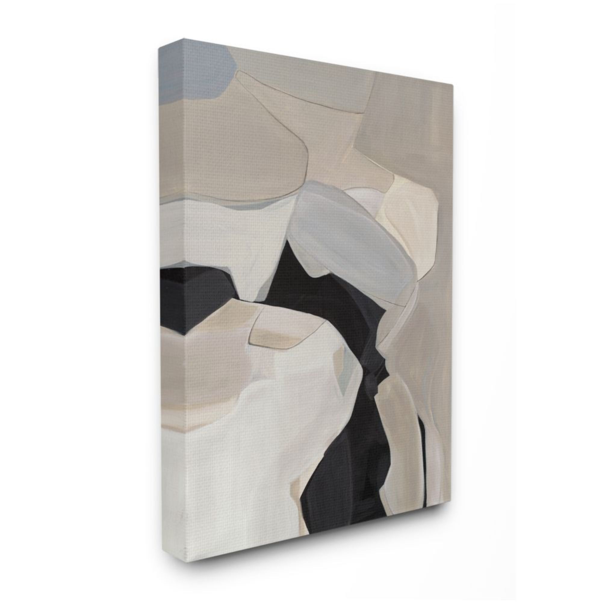 Stupell Industries AC-345-CN-30X40 Soft Rounded Curves Abstract Design Beige Black Third and Wall 40-in H x 30-in W Abstract Print on Canvas