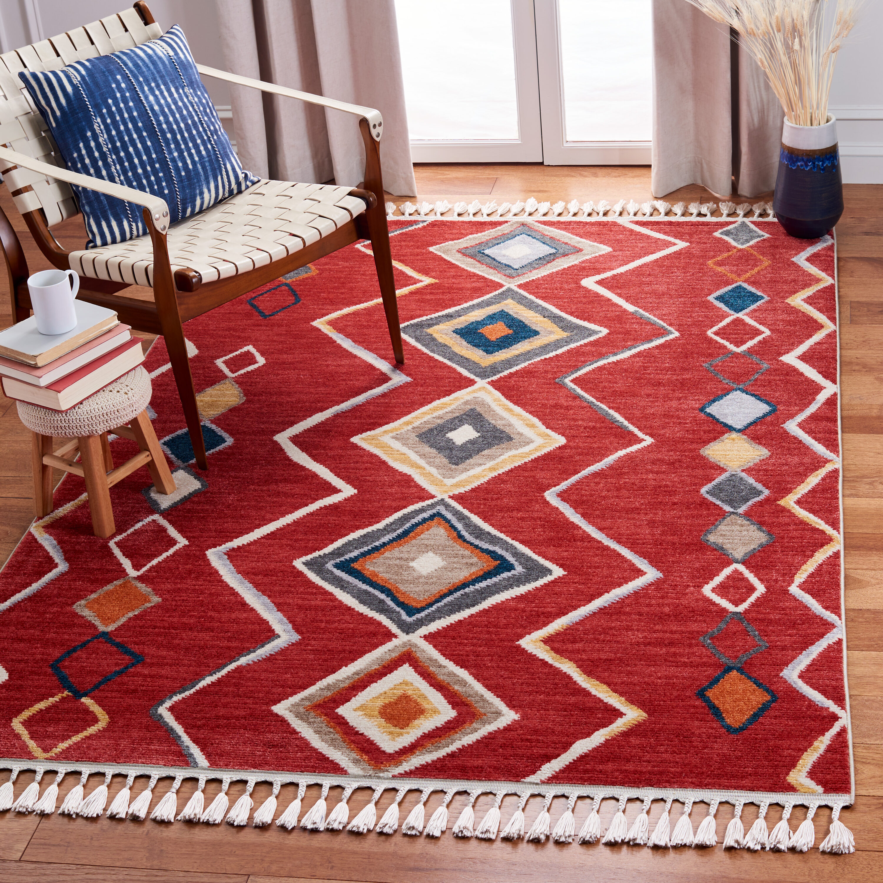 Farmhouse 599Q Red/Gold 5 x 7 Rectangular Area rug
