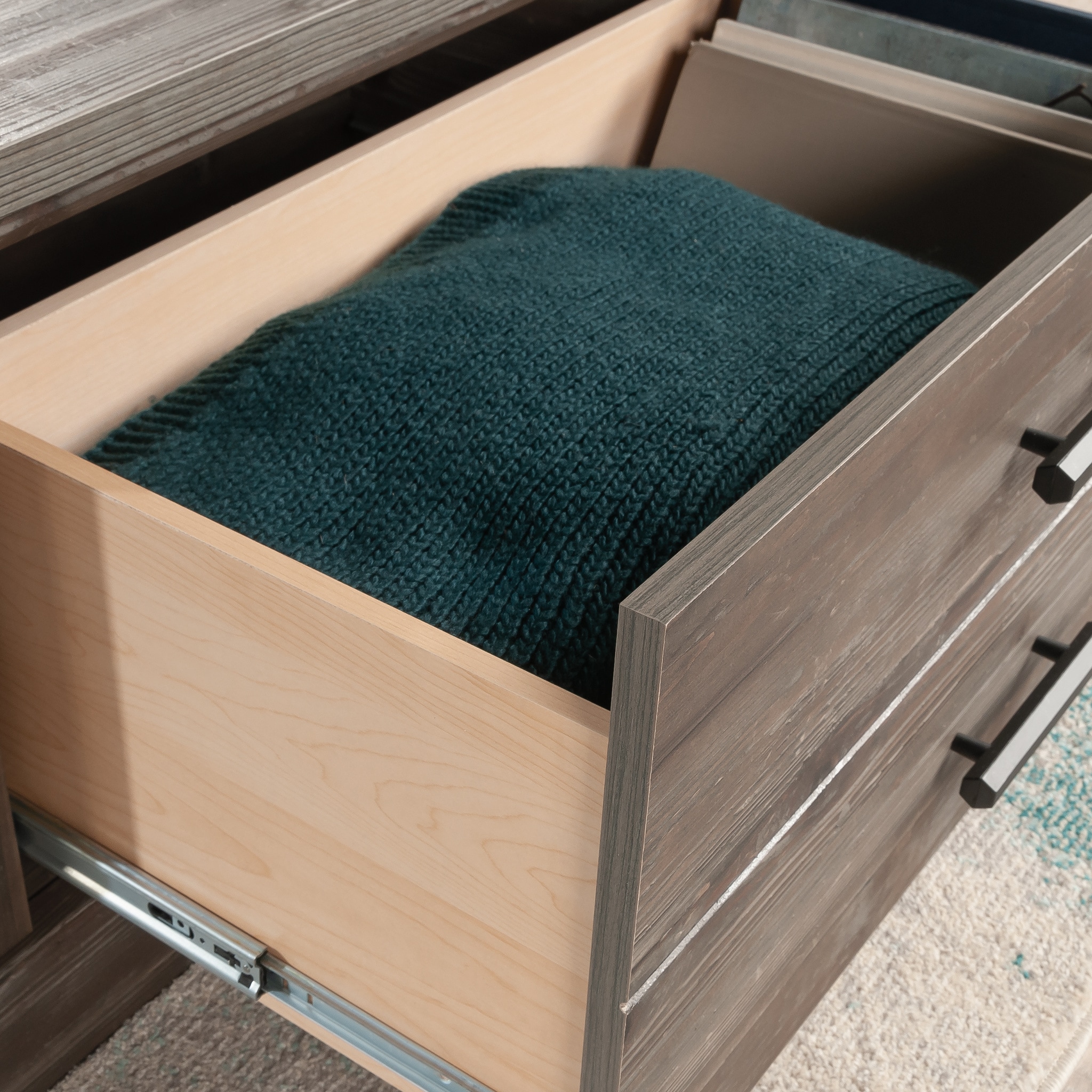 Pebble Pine Square Wood Coffee Table with Storage