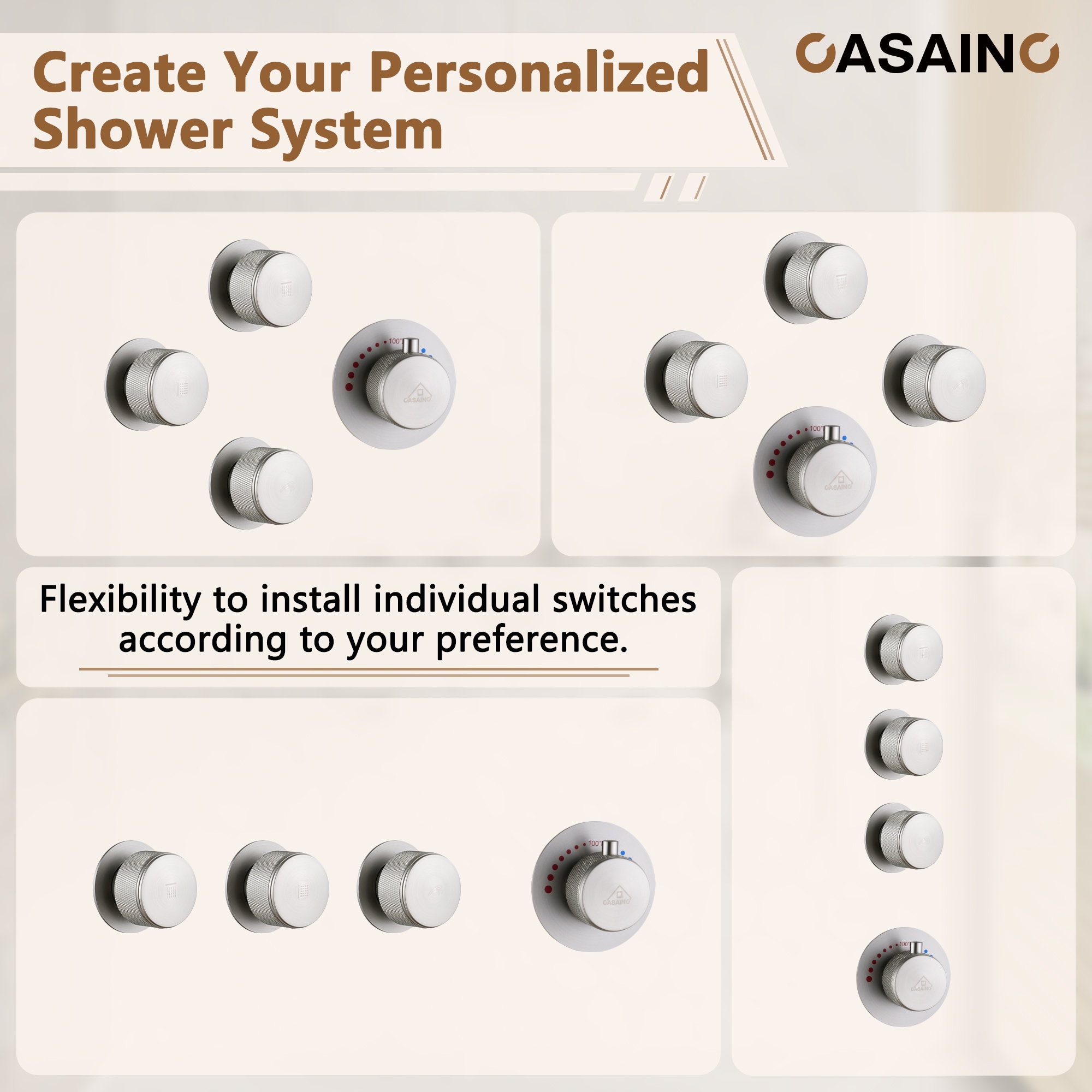 CASAINC KCHS0004-12BN Showerhead-Bar-Panels - View #6