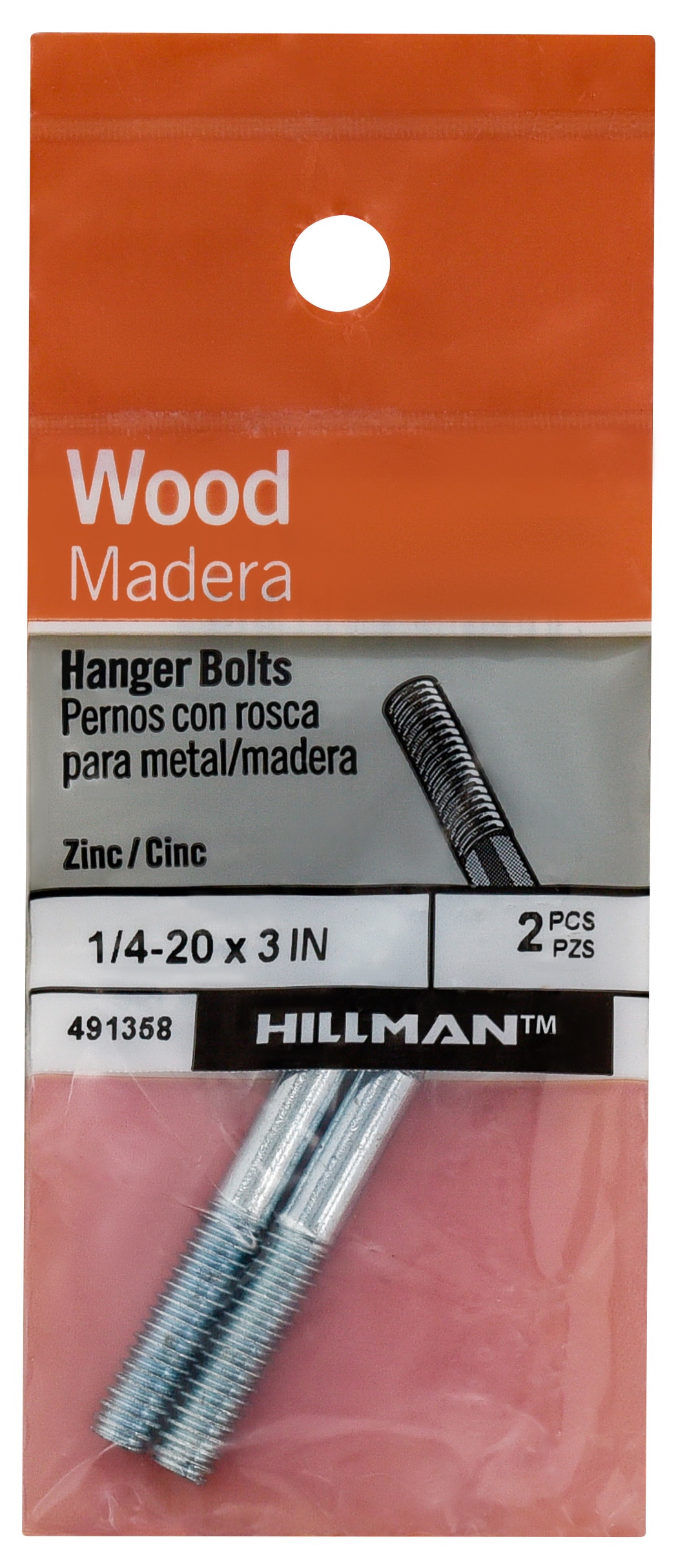 Hillman 1/4-in x 3-in Zinc-Plated Hanger Bolt (2-Count) in the Hanger Bolts  department at