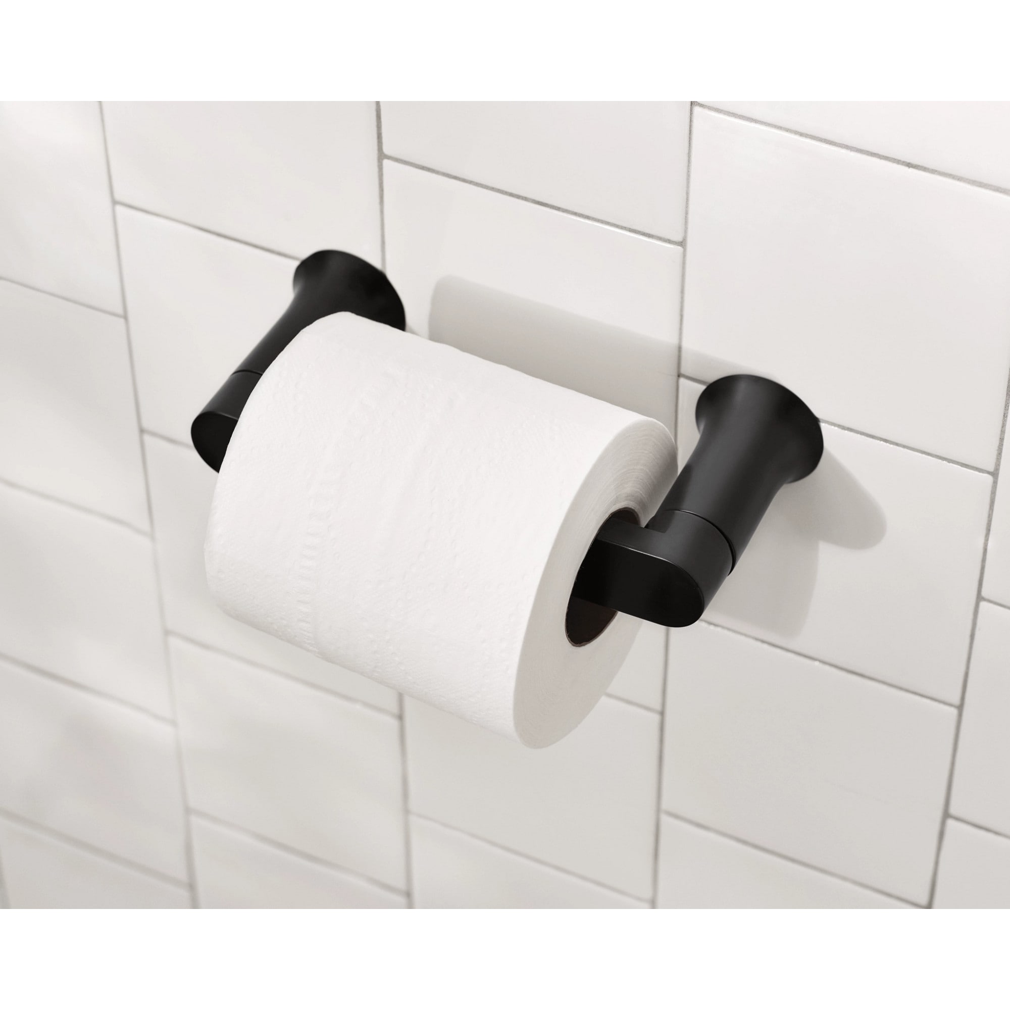 Moen BH3808BL Matte Black Wall mount Pivot Toilet Paper Holder 1 -Rolls with Storage