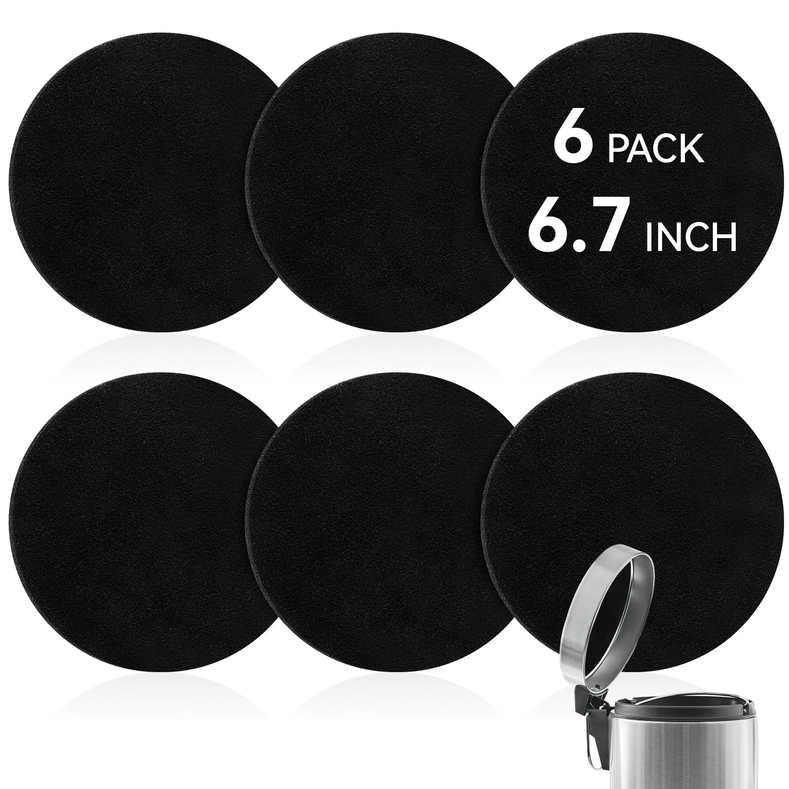 Ahfiwaso -  6 Pack Charcoal Filters for Compost Bucket 6 Point 7 Inch Round Activated Carbon Refi...