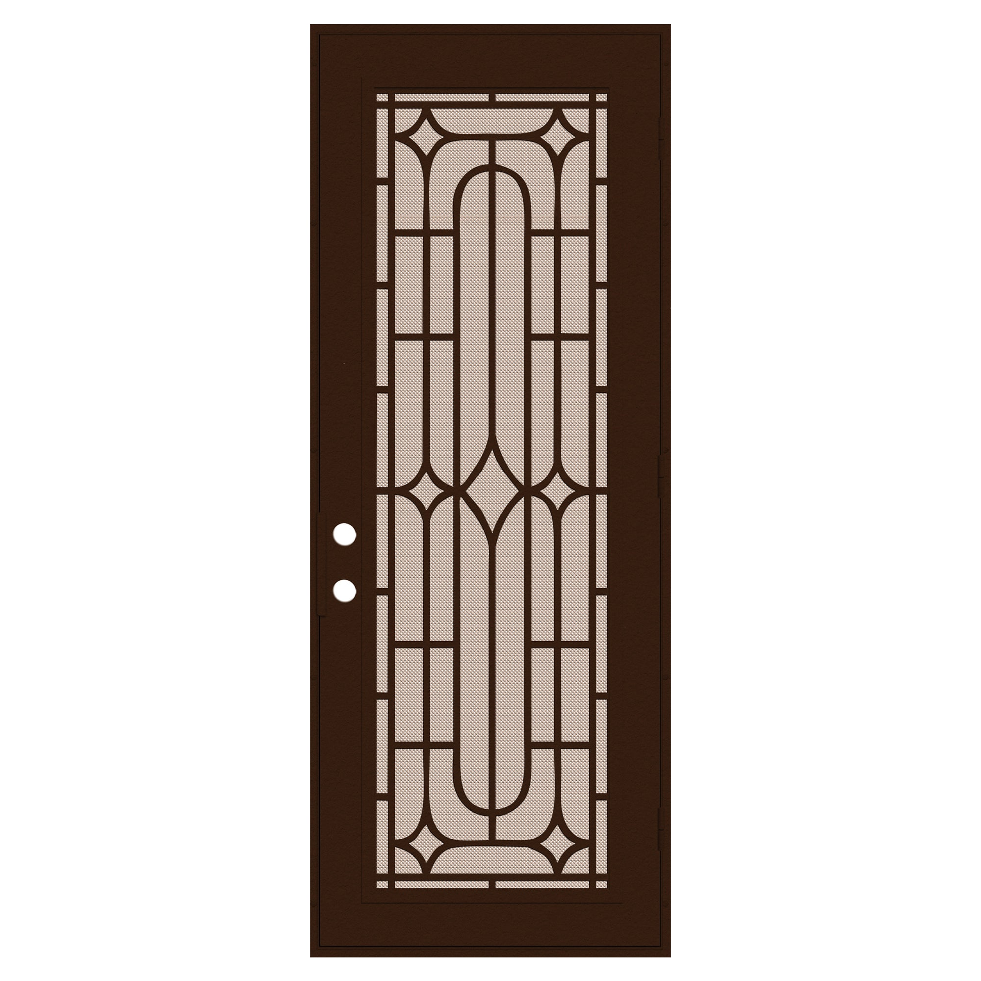 TITAN 3S3006EM1CPP7A Premium Aluminum Security Door 36-in x 96-in White Aluminum Surface mount Left-hand outswing Security Door with Desert Sand Screen and Double bore