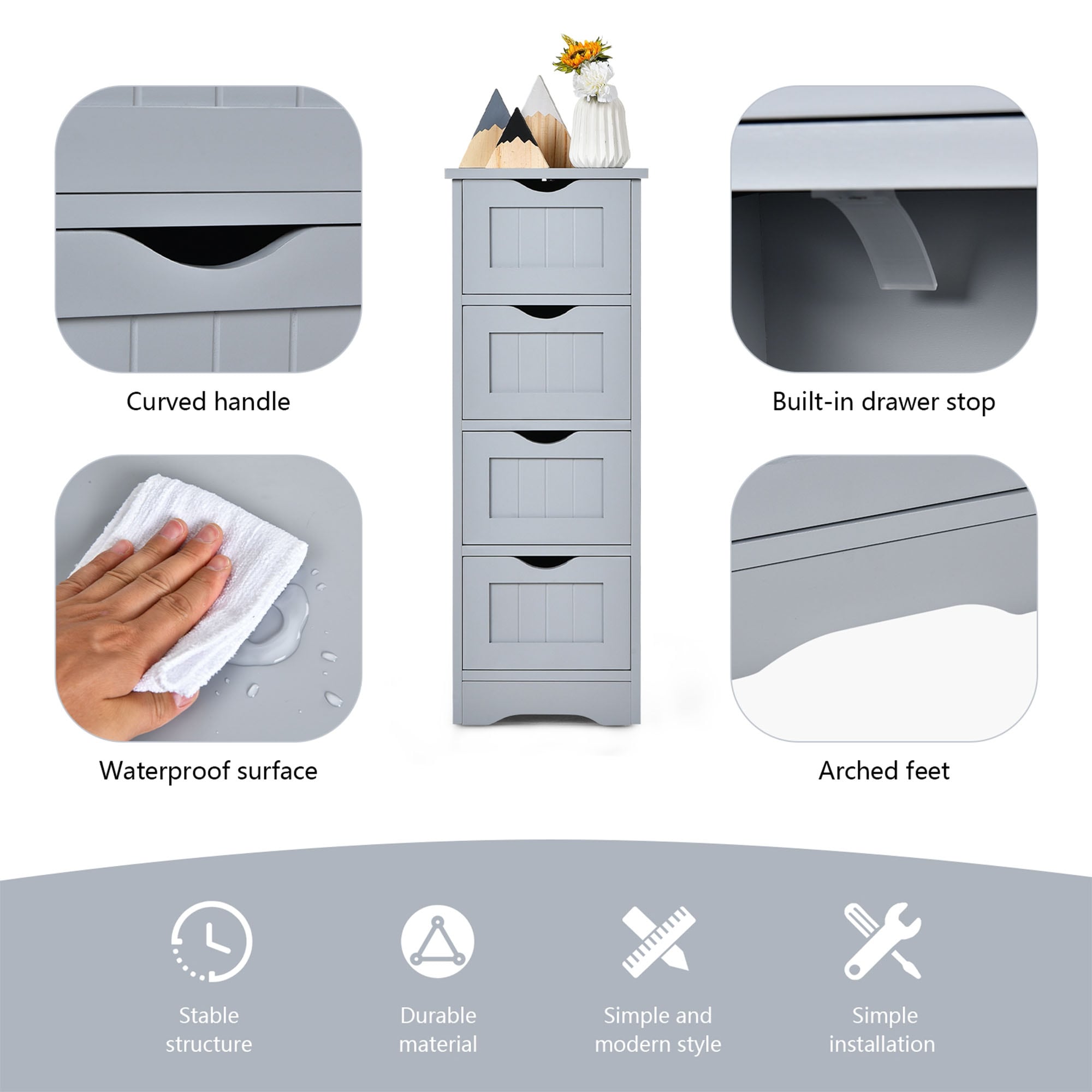 WELLFOR OUJ66969GR Linen-Cabinets - View #7
