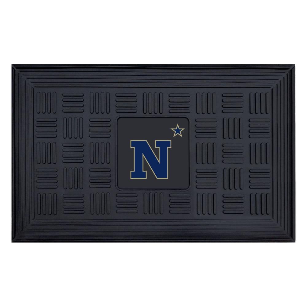FANMATS 20617 Navy Midshipmen 2-ft x 3-ft Black Vinyl Rectangular Outdoor Decorative Sports Door mat