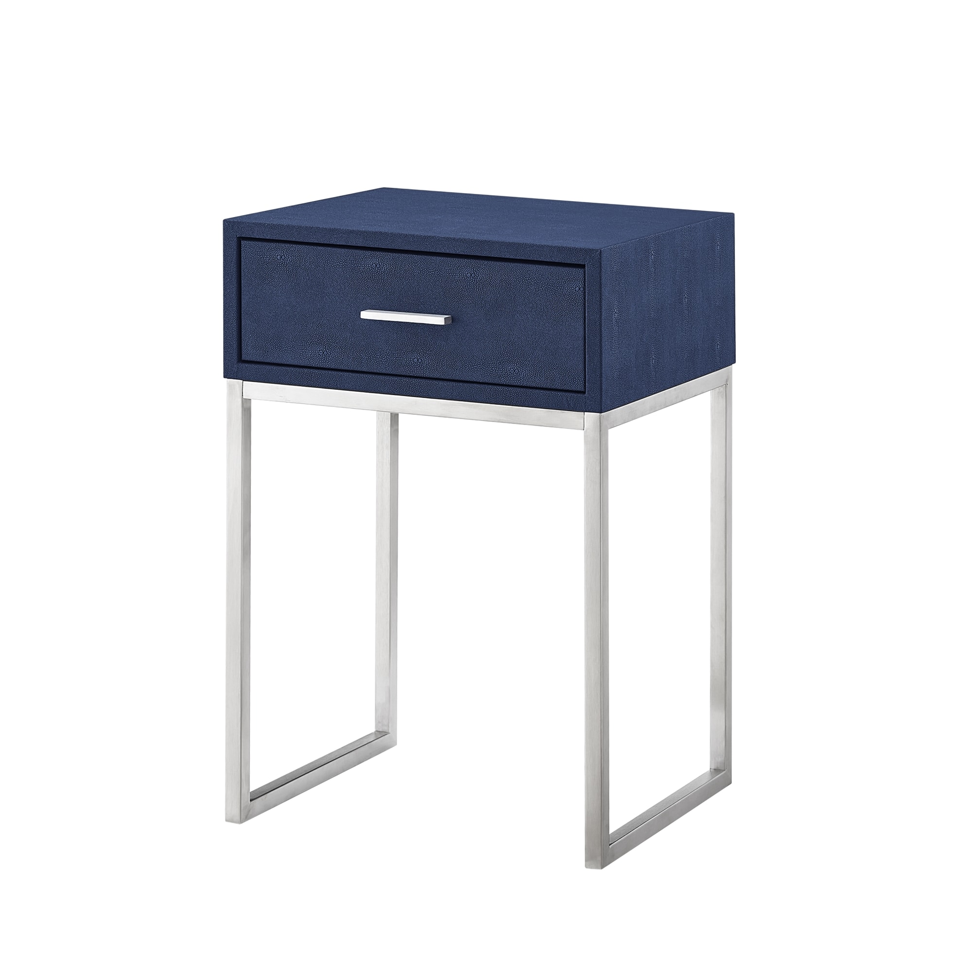 Nicole Miller NET407-01NG-LS Landan 16-in W x 24-in H Navy/Chrome Wood Rectangular Modern End Table Assembly Required