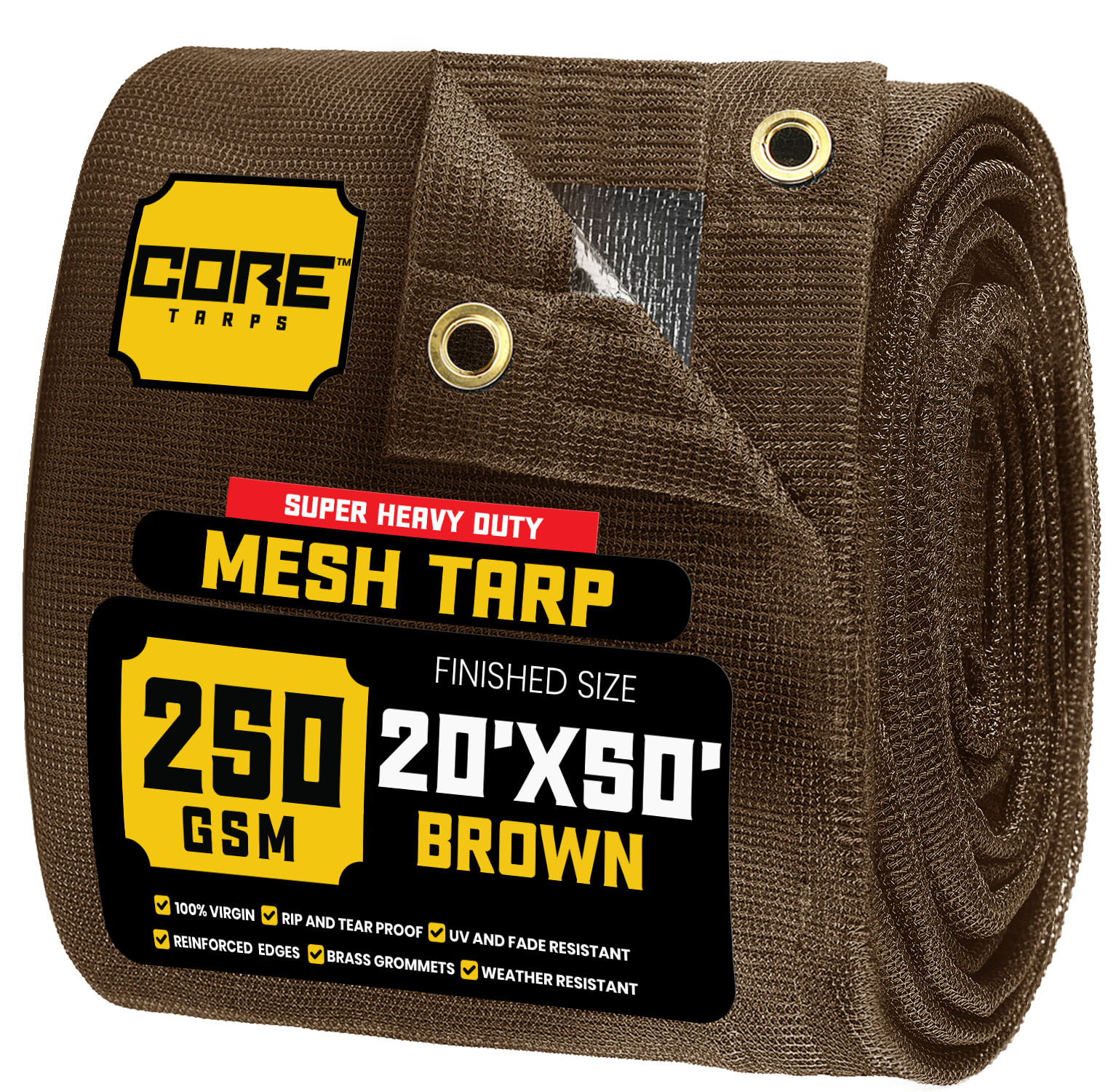 Core Tarps CT-802-20X50 20-ft x 50-ft Brown Commercial Polyethylene