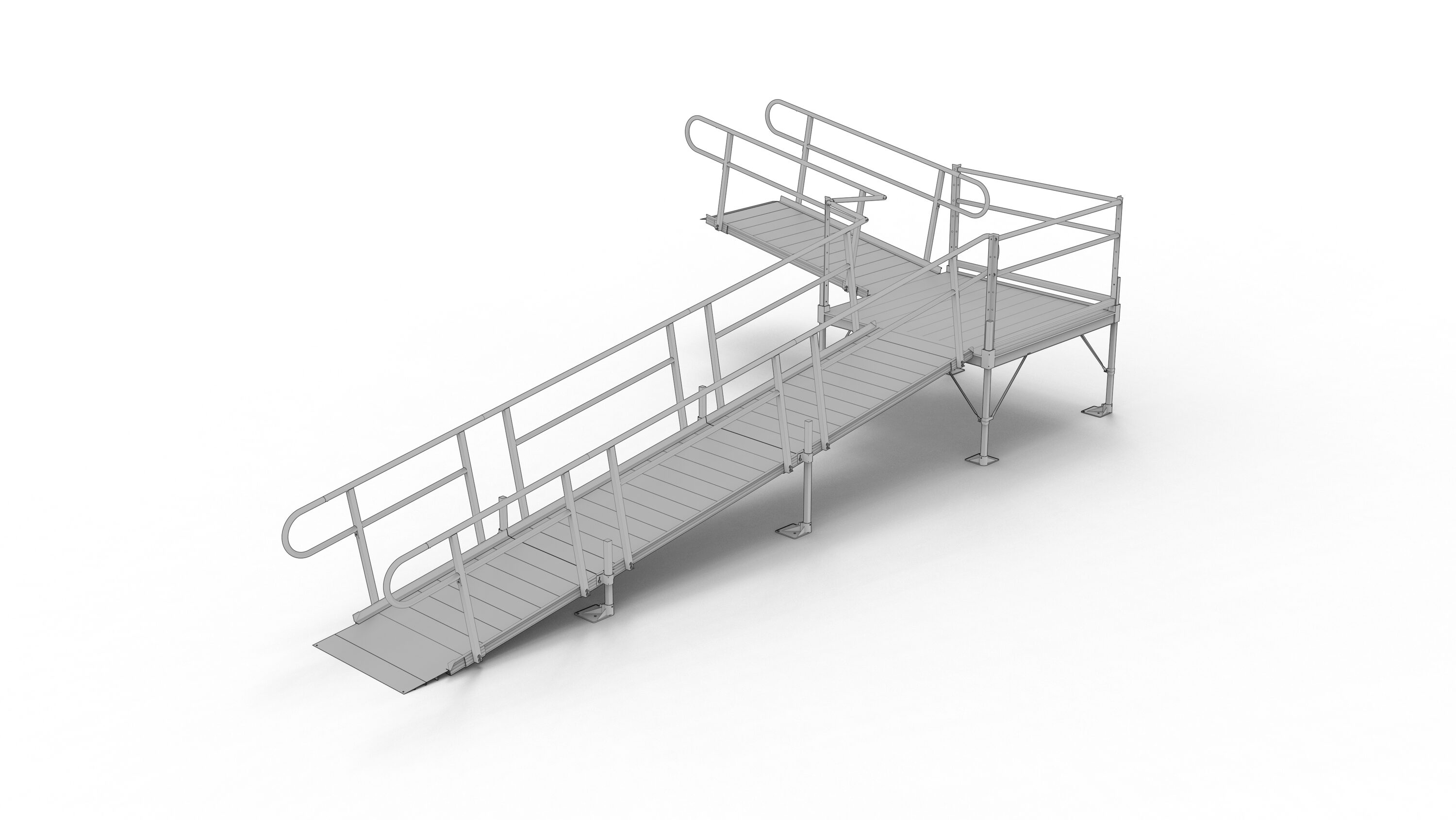 RELIABILT Solo 22' L-Shaped w/ 5x5 Turn 22-ft x 36-in Aluminum Modular Entryway Wheelchair Ramp