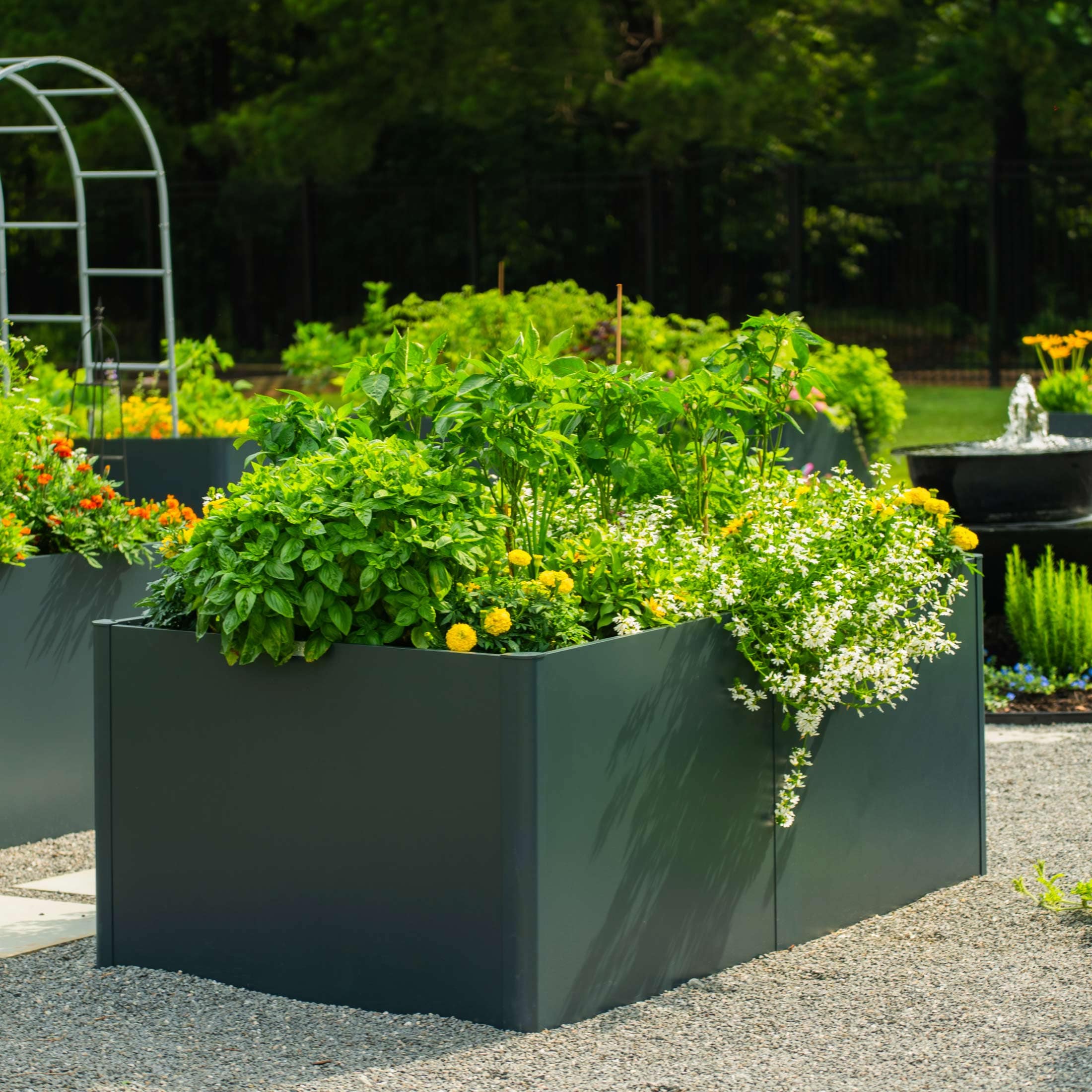 Midnight Blue Extra Tall Modern Metal Raised Garden Bed 32" x 83"