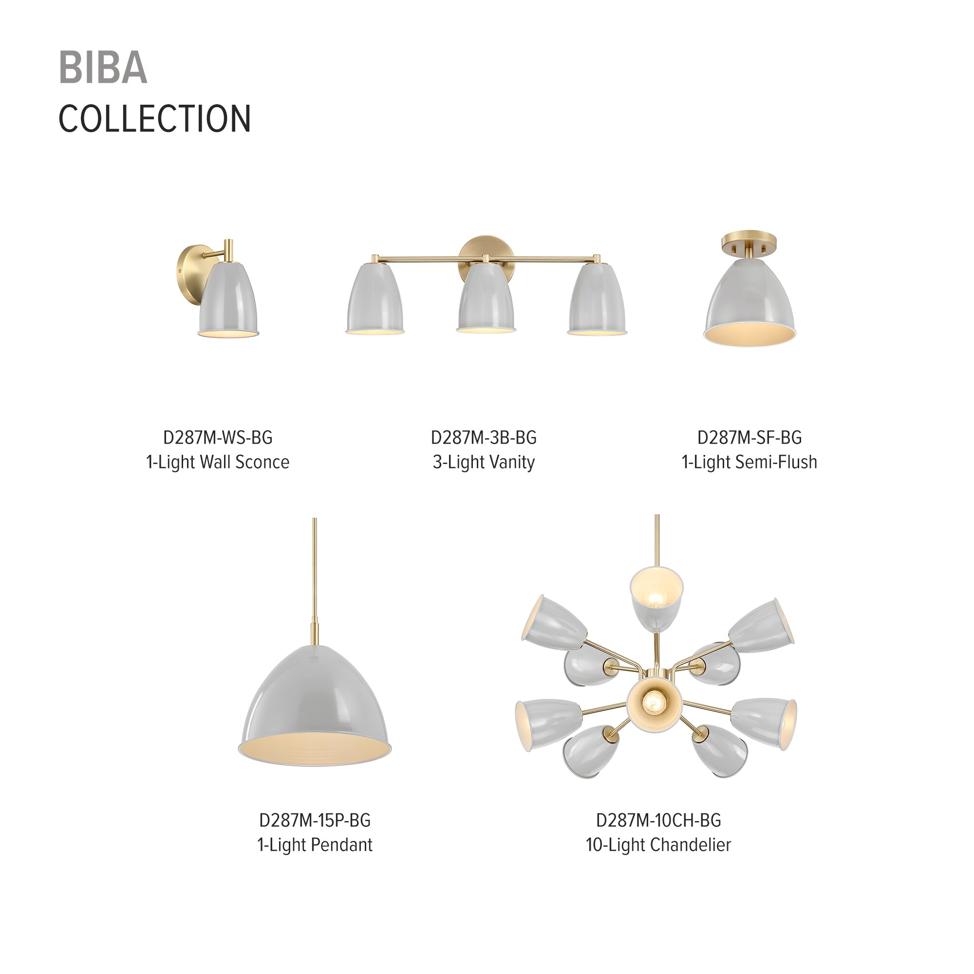 Bilba Brushed Gold 3-Light Vanity with Metal Shades