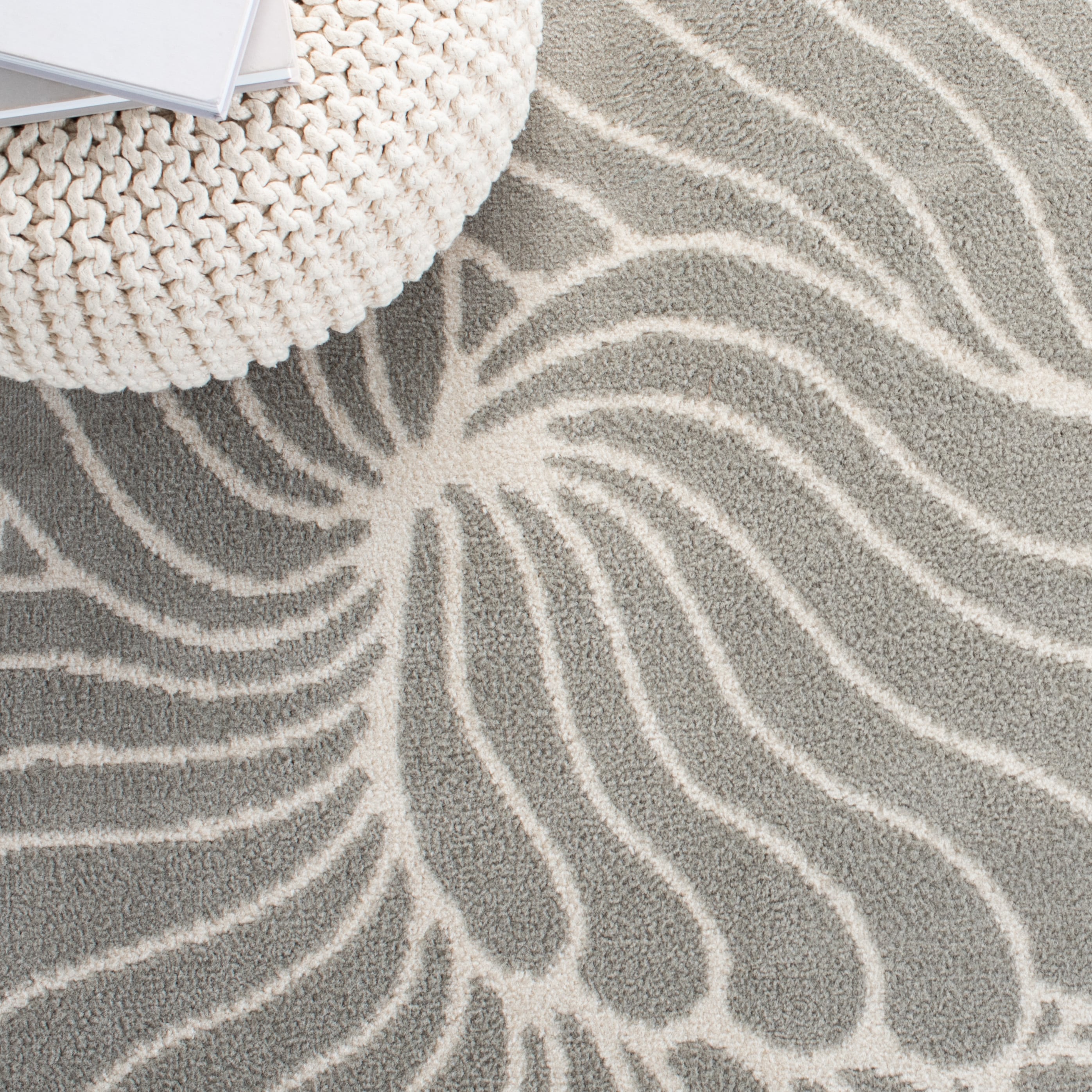 Gray and Ivory Abstract Synthetic 4' x 6' Area Rug