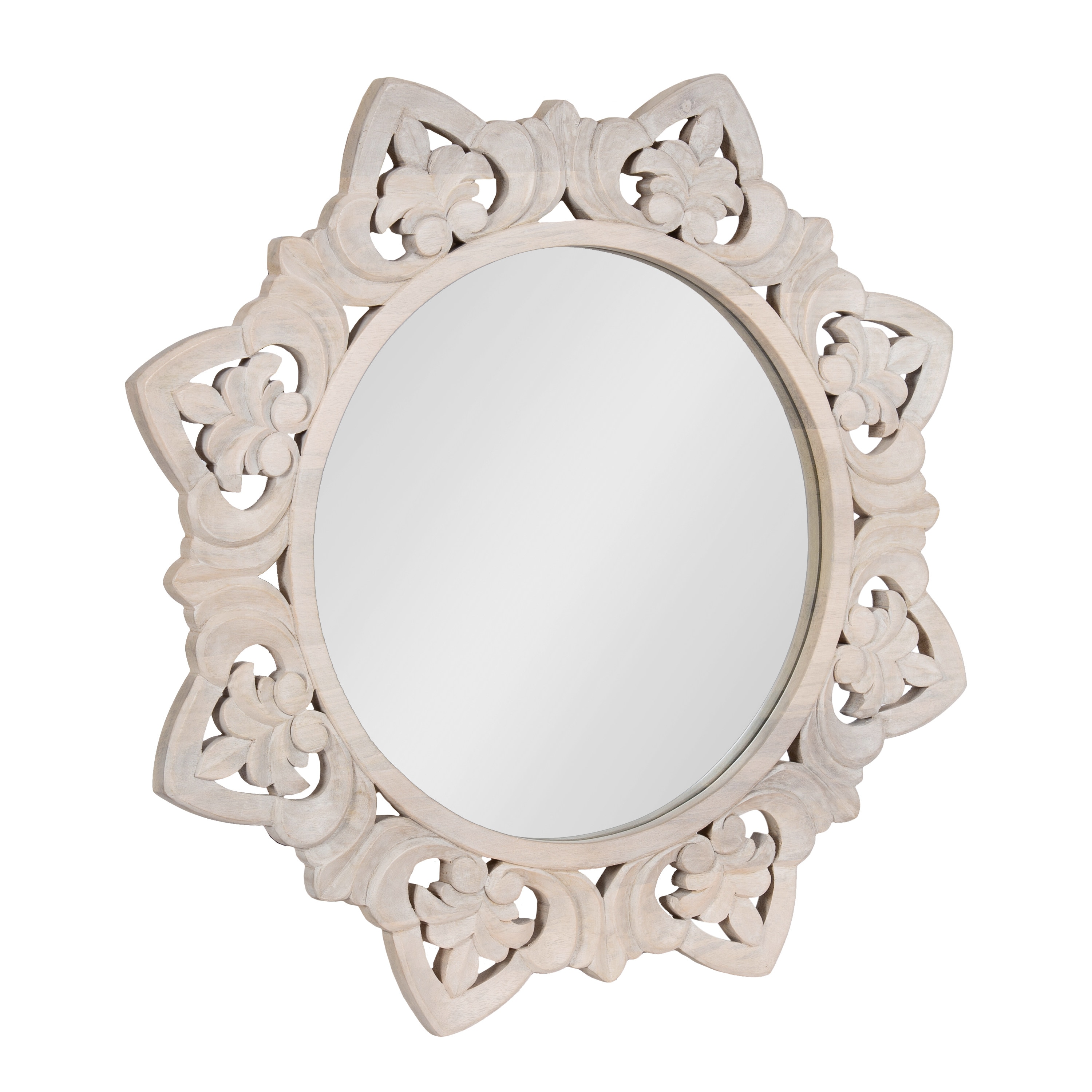 Kate and Laurel 226560 Meera 28.00-in W x 28-in H Round Brown Framed Wall Mirror