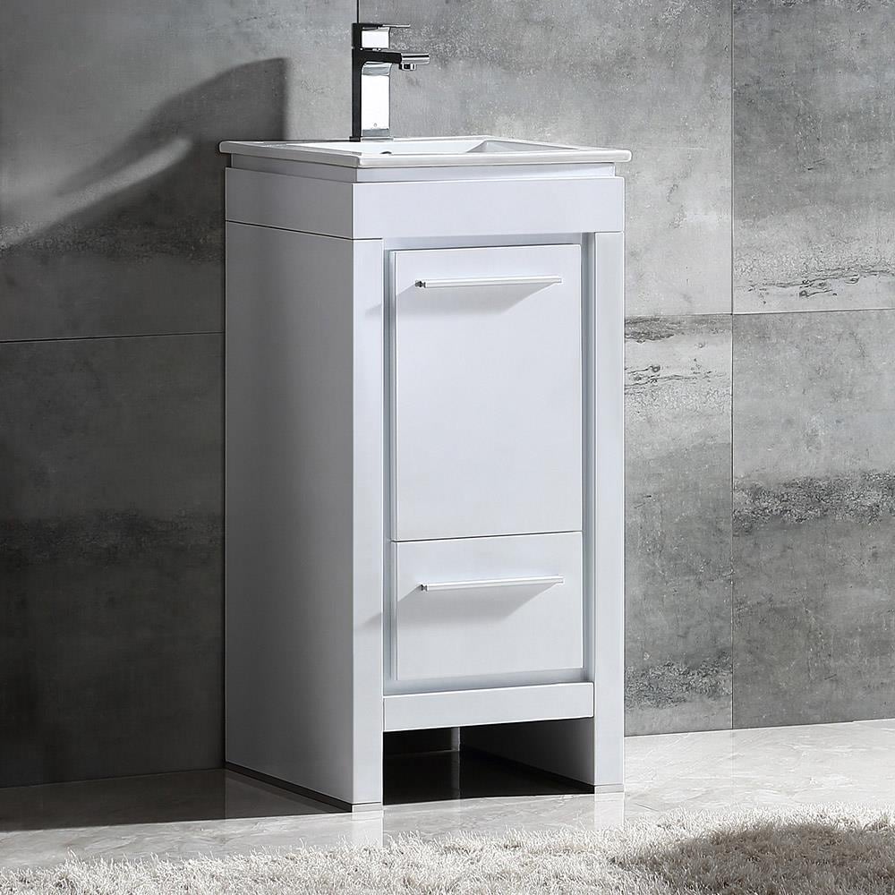 16" White Ceramic Top Modern Bathroom Vanity