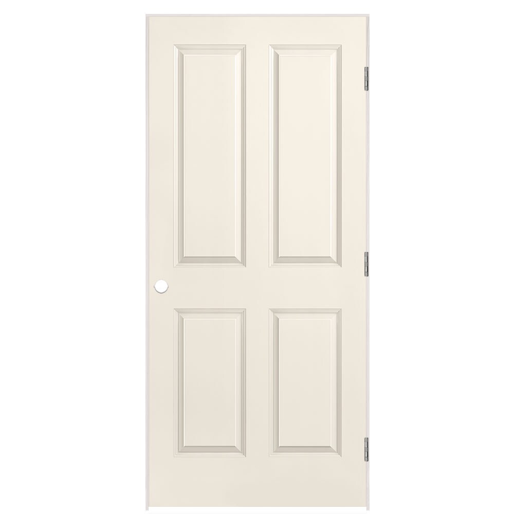 Masonite 1316292 36-in x 80-in Moonglow Hollow core 4 panel square Left hand Smooth Prefinished Molded composite Flat Jamb Single Prehung Interior Door