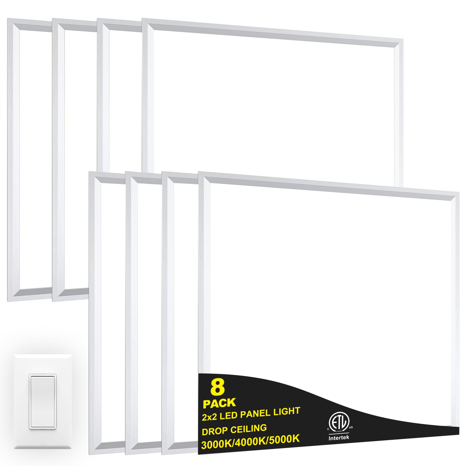 AIKVSXER 8 -Pack 2-ft x 2-ft Switchable LED Panel Light