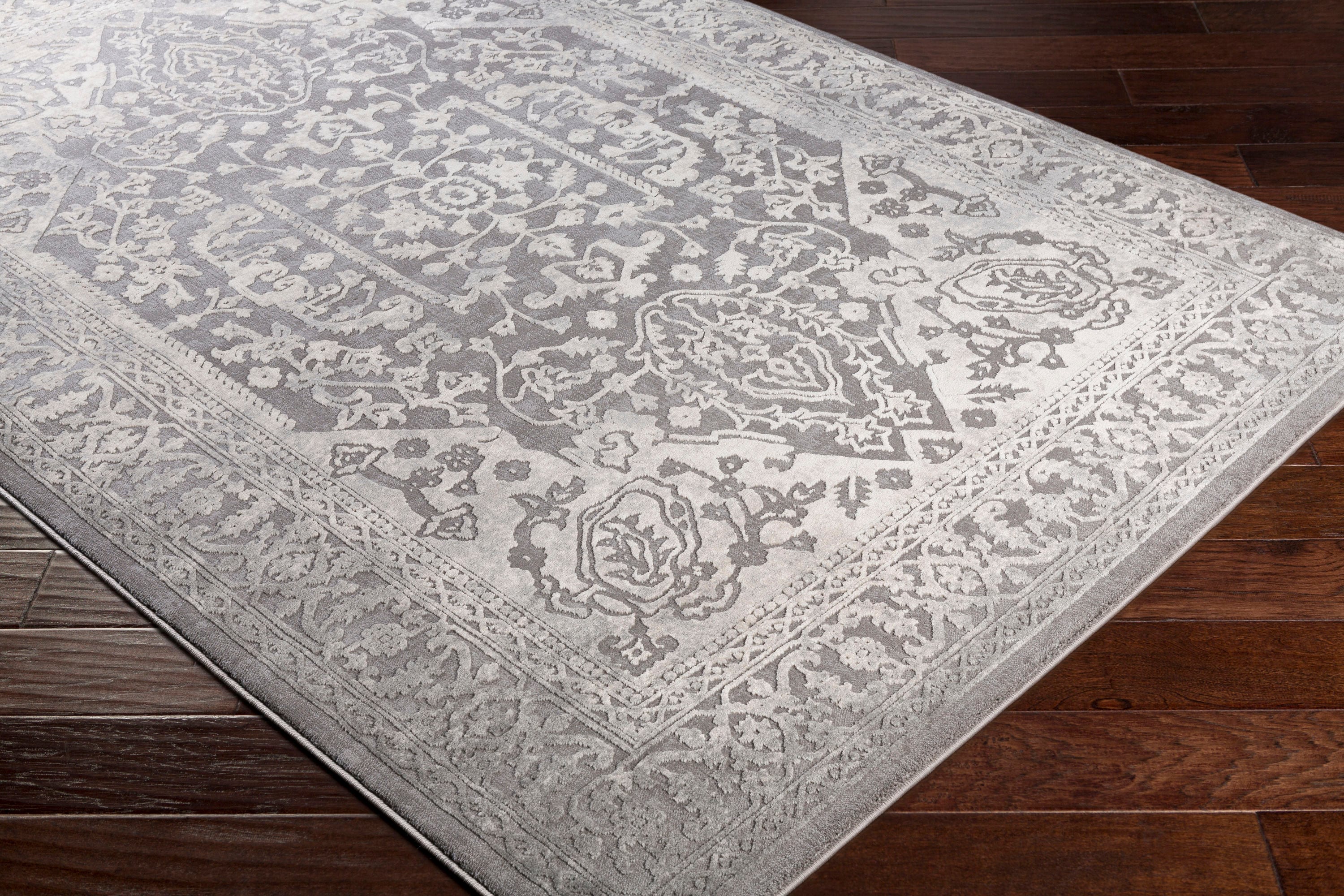 Elegant Medallion 8' x 10' Overdyed Gray Wool Blend Area Rug