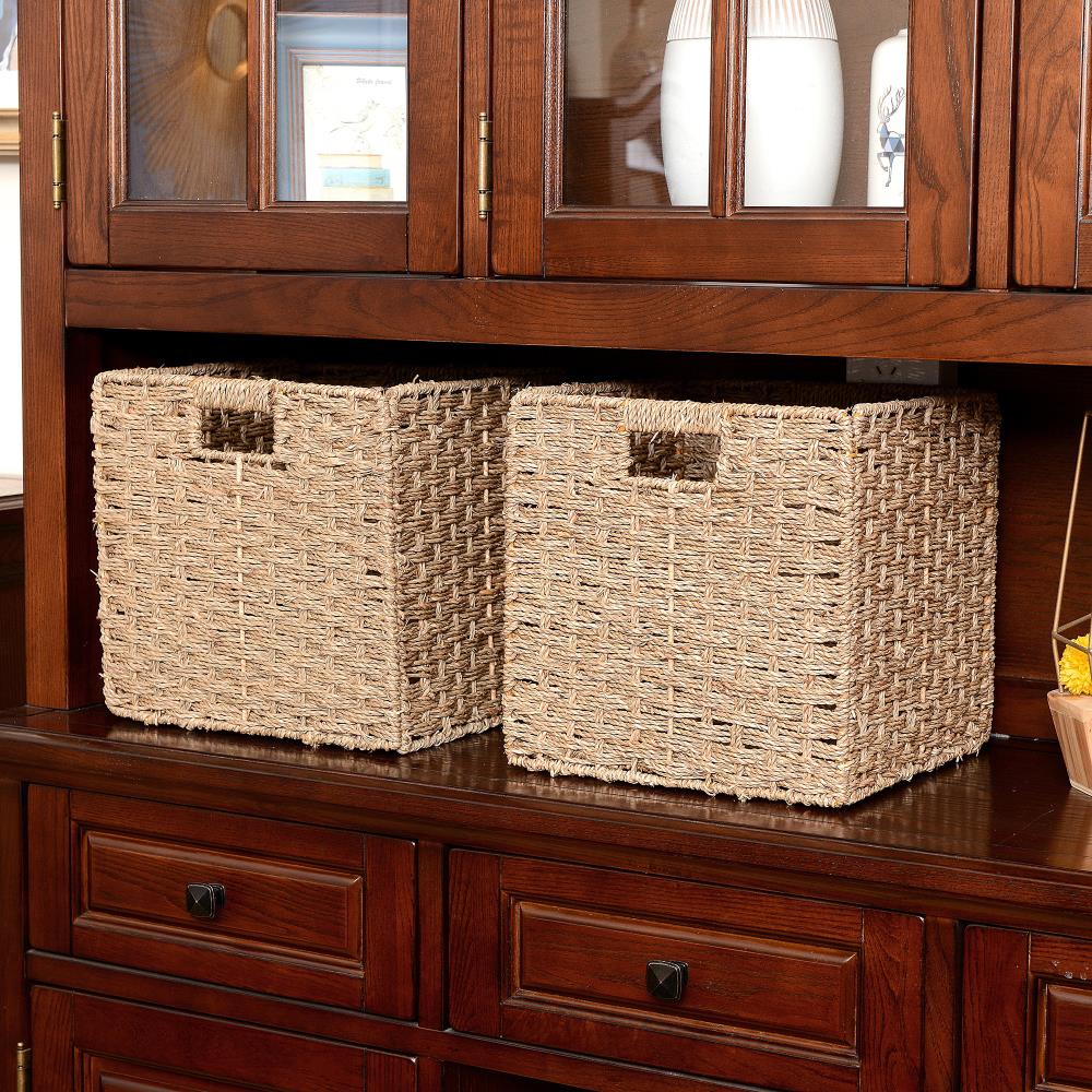 Hastings Home 2-Pack Hastings Home Baskets 12-in W x 8-in H x 16-in D Brown  Wicker Basket in the Storage Bins & Baskets department at