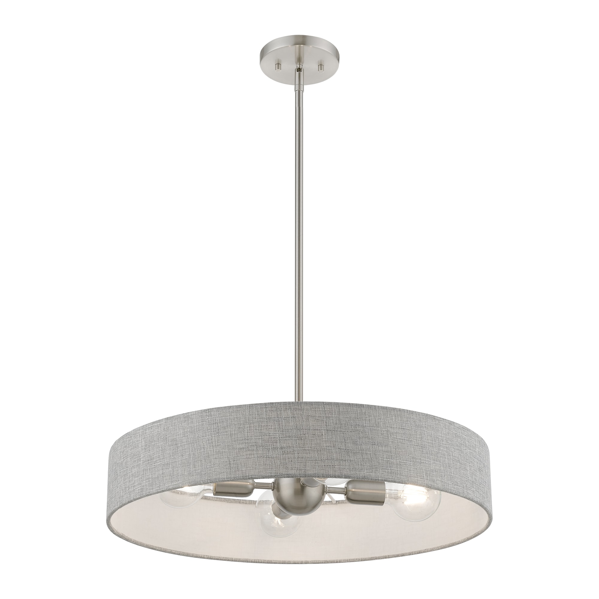 Elmhurst Brushed Nickel 4-Light Indoor Drum Pendant with Shiny White Accents