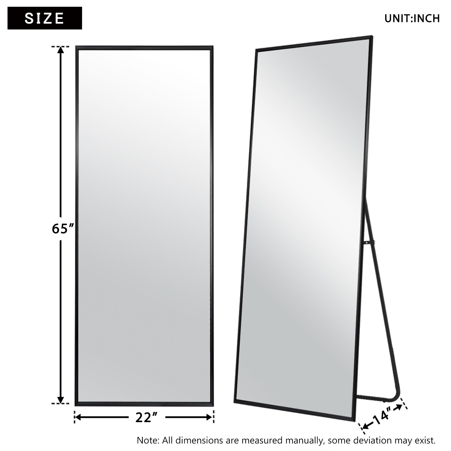 NeuType 21-in W x 64-in H Black Framed Full Length Floor Mirror at ...