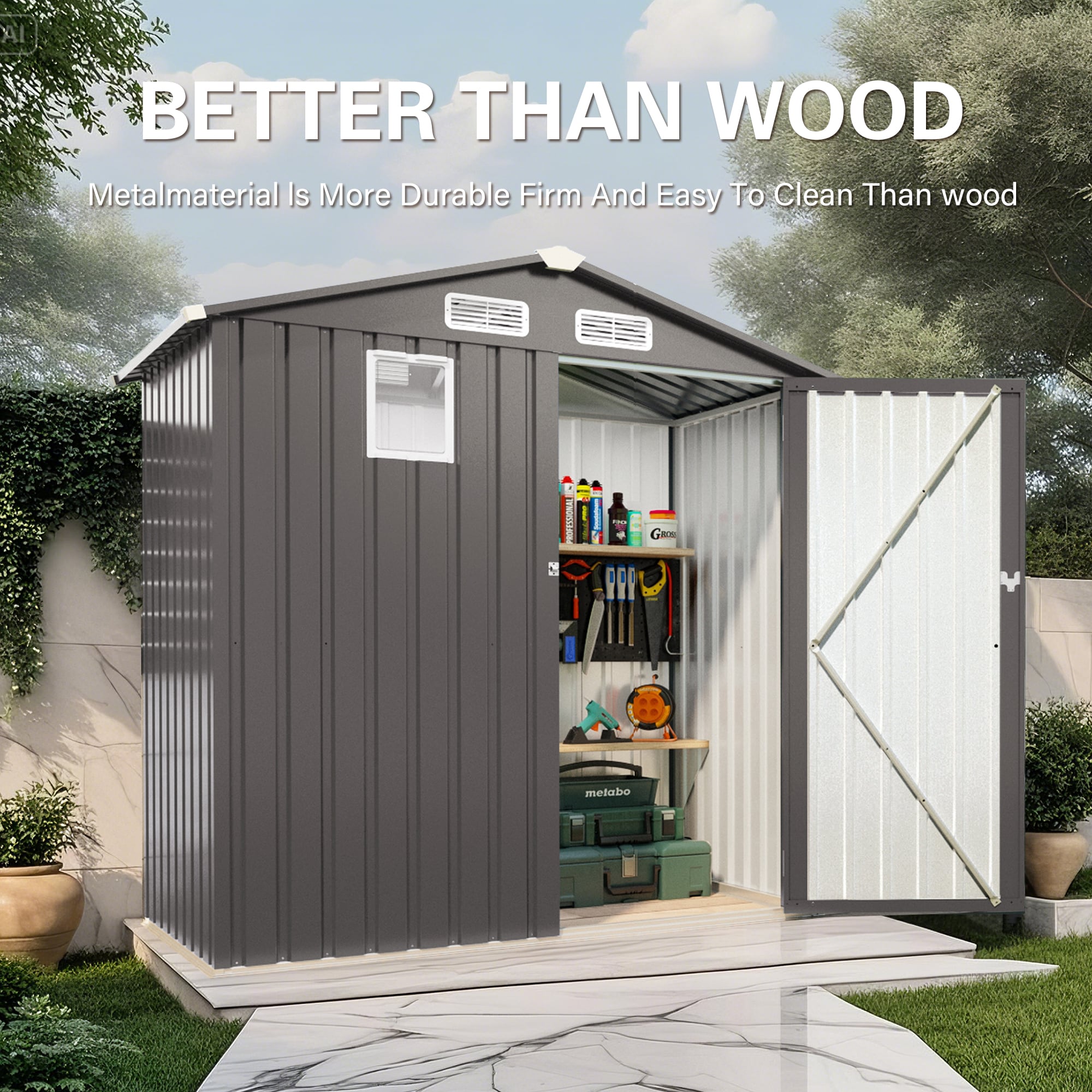 WELLFOR GIZHF441BN Metal-Storage-Buildings-Sheds - View #7