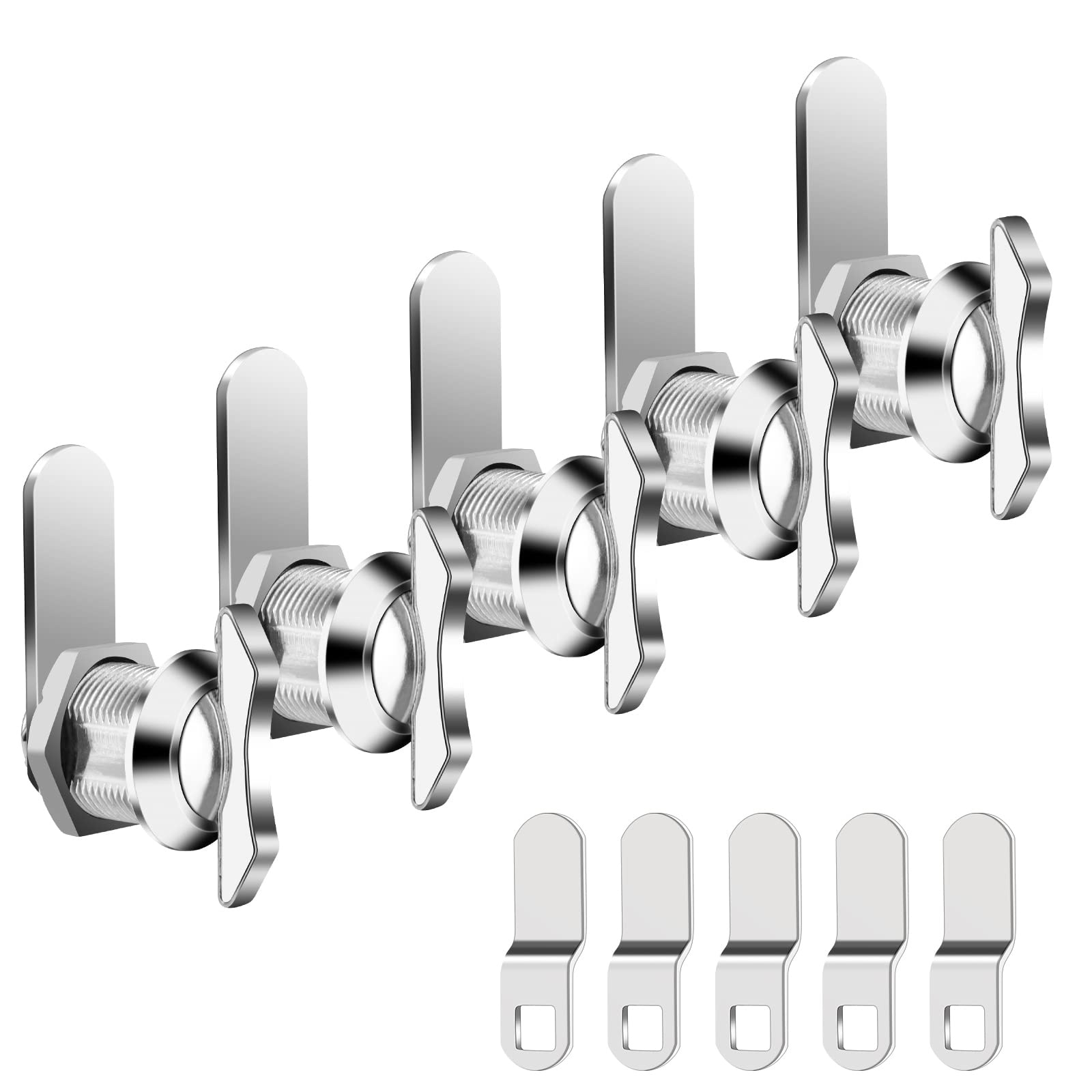 Etokfoks 5 8 in Chrome Finish Thumb Operated Cam Latch Keyless Door Latch Non Locking for Cabinet RV Compartment 5 Pack #LETAS9T2N