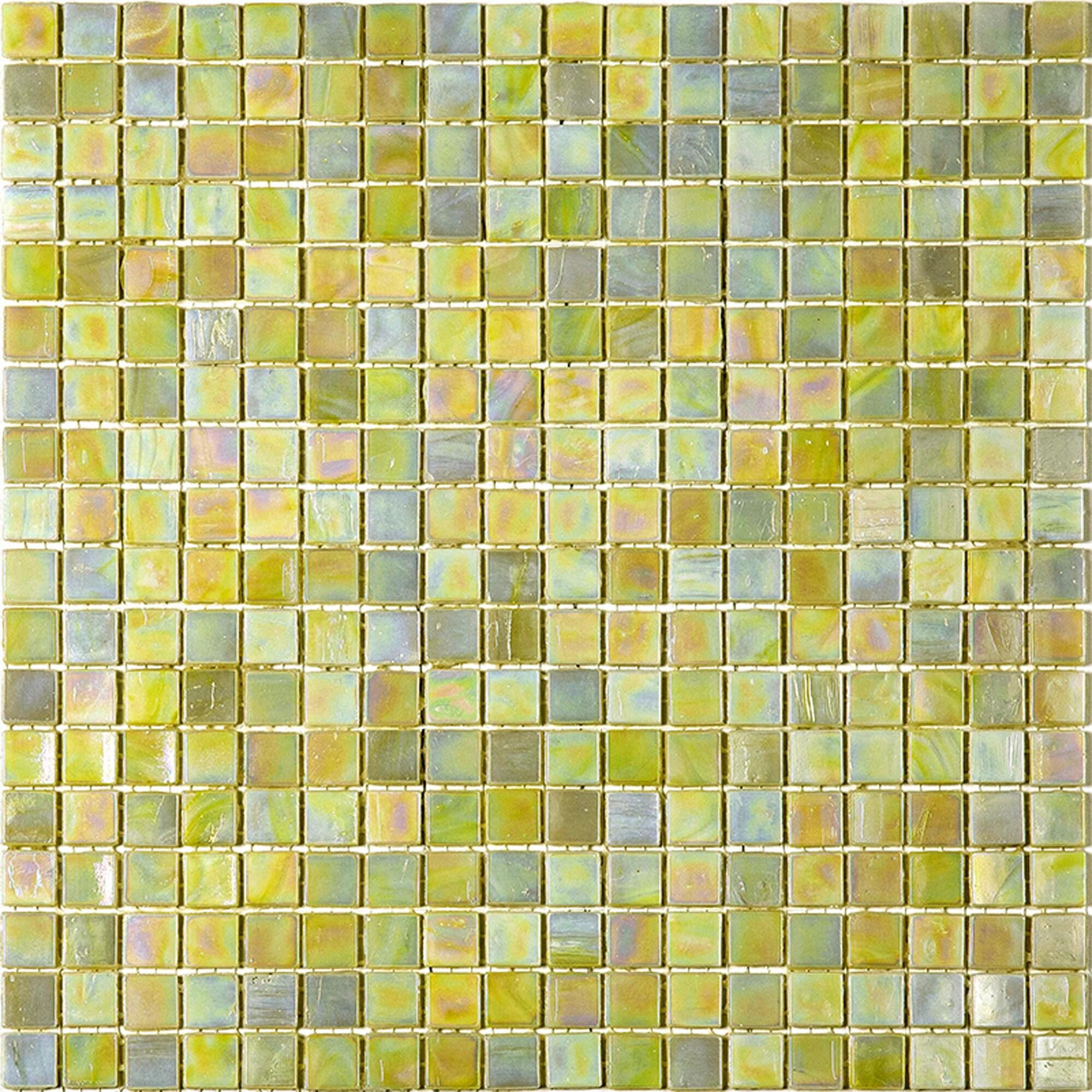 11.6" Glossy Iridescent Yellow and Gold Glass Mosaic Tile