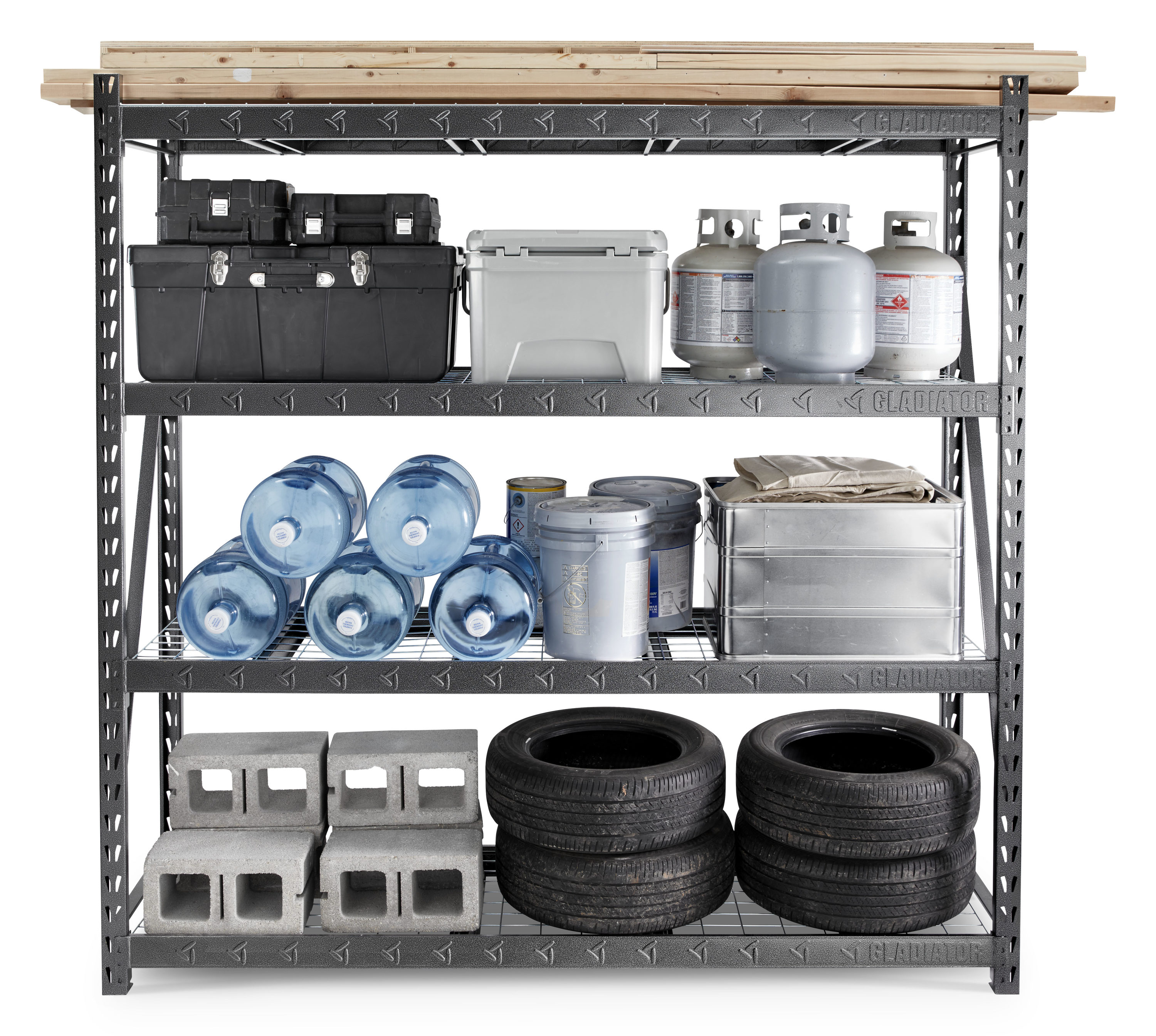 Gladiator Heavy Duty Steel Heavy Duty 4 Tier Utility Shelving Unit 90 In W X 24 In D X 90 In H 8761